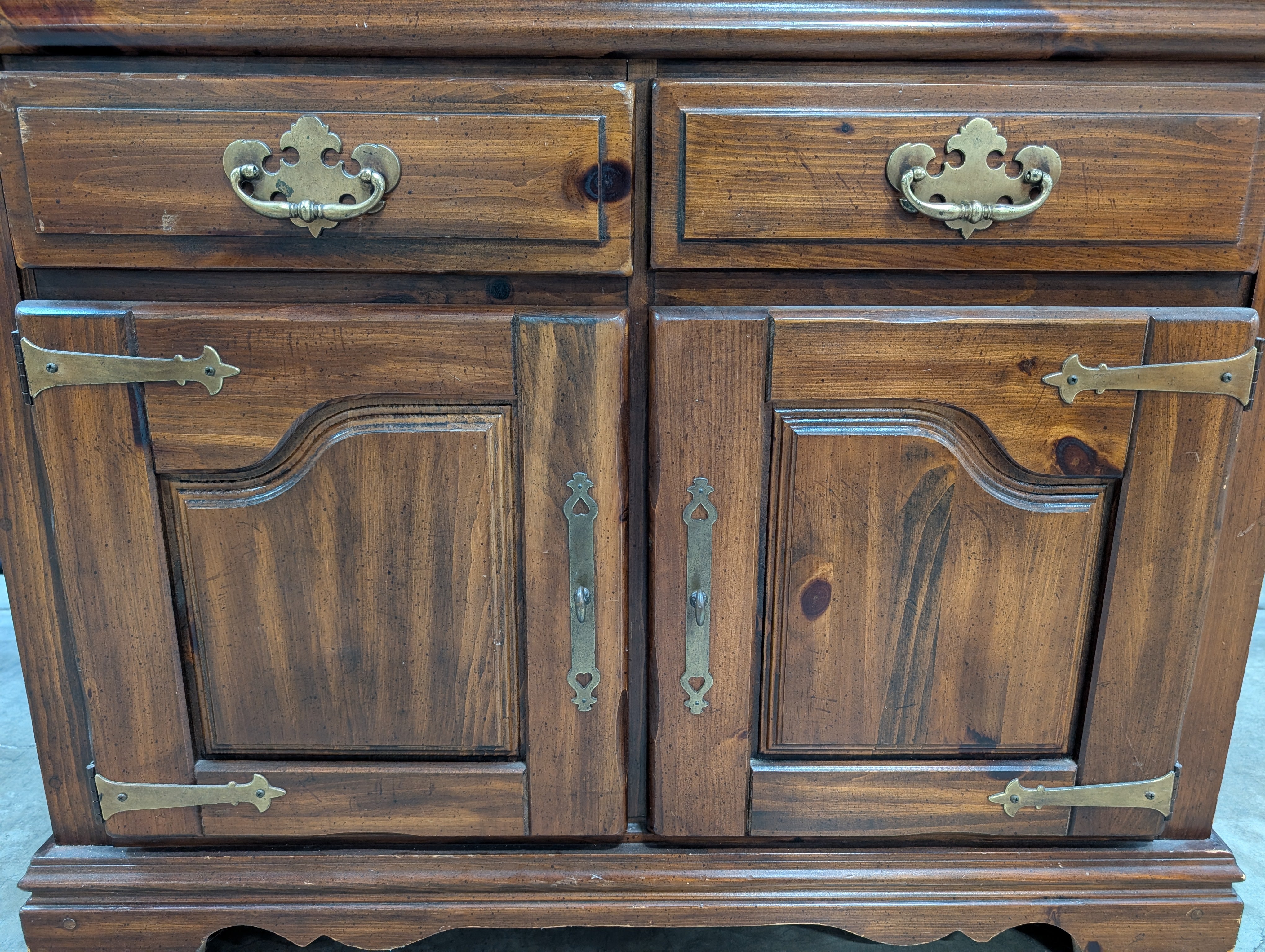 Virginia House - Rustic Pine Dry Sink Cabinet with Brass Hardware