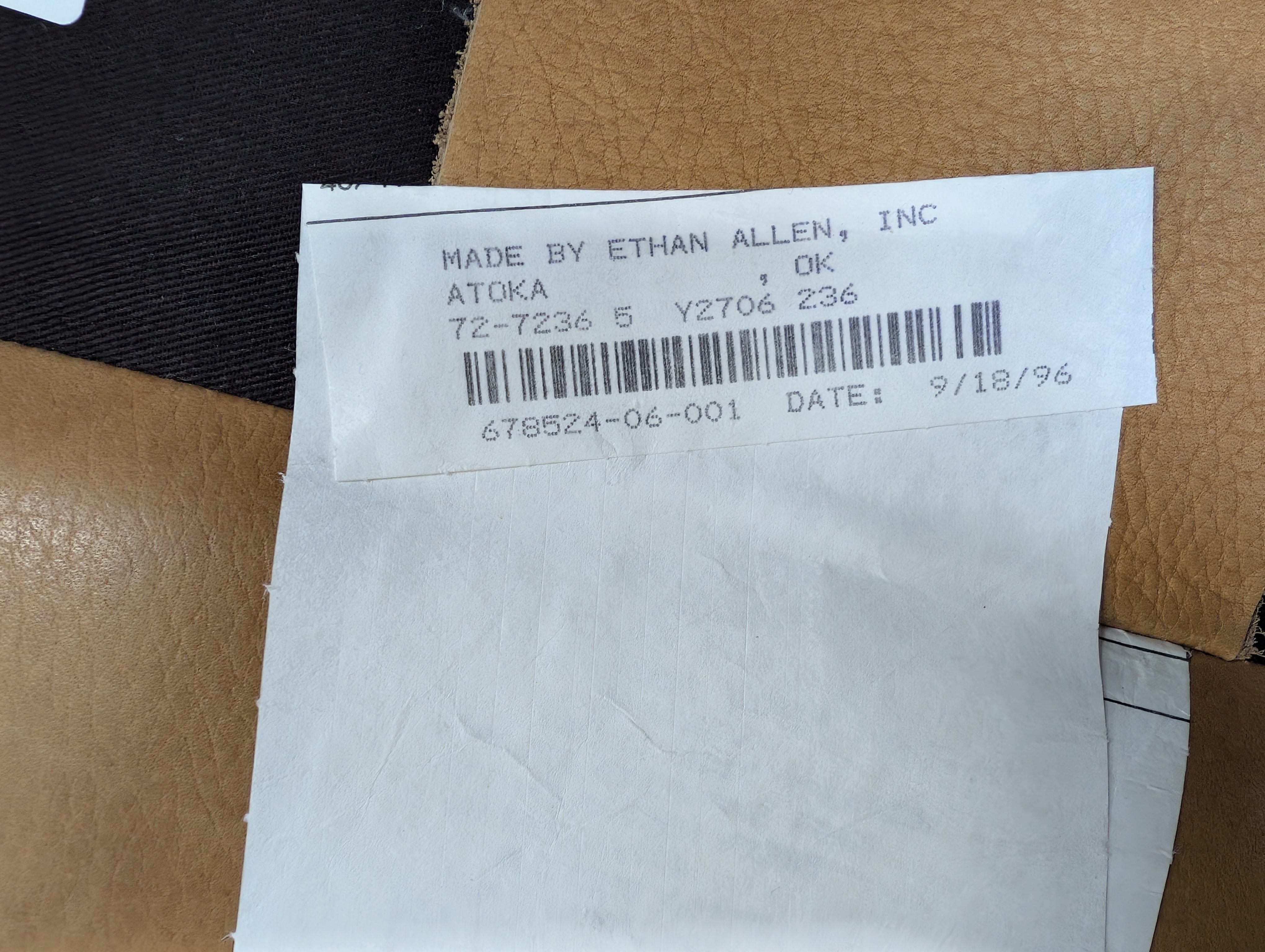 Tan Leather ETHAN ALLEN Armchair with Matching Ottoman