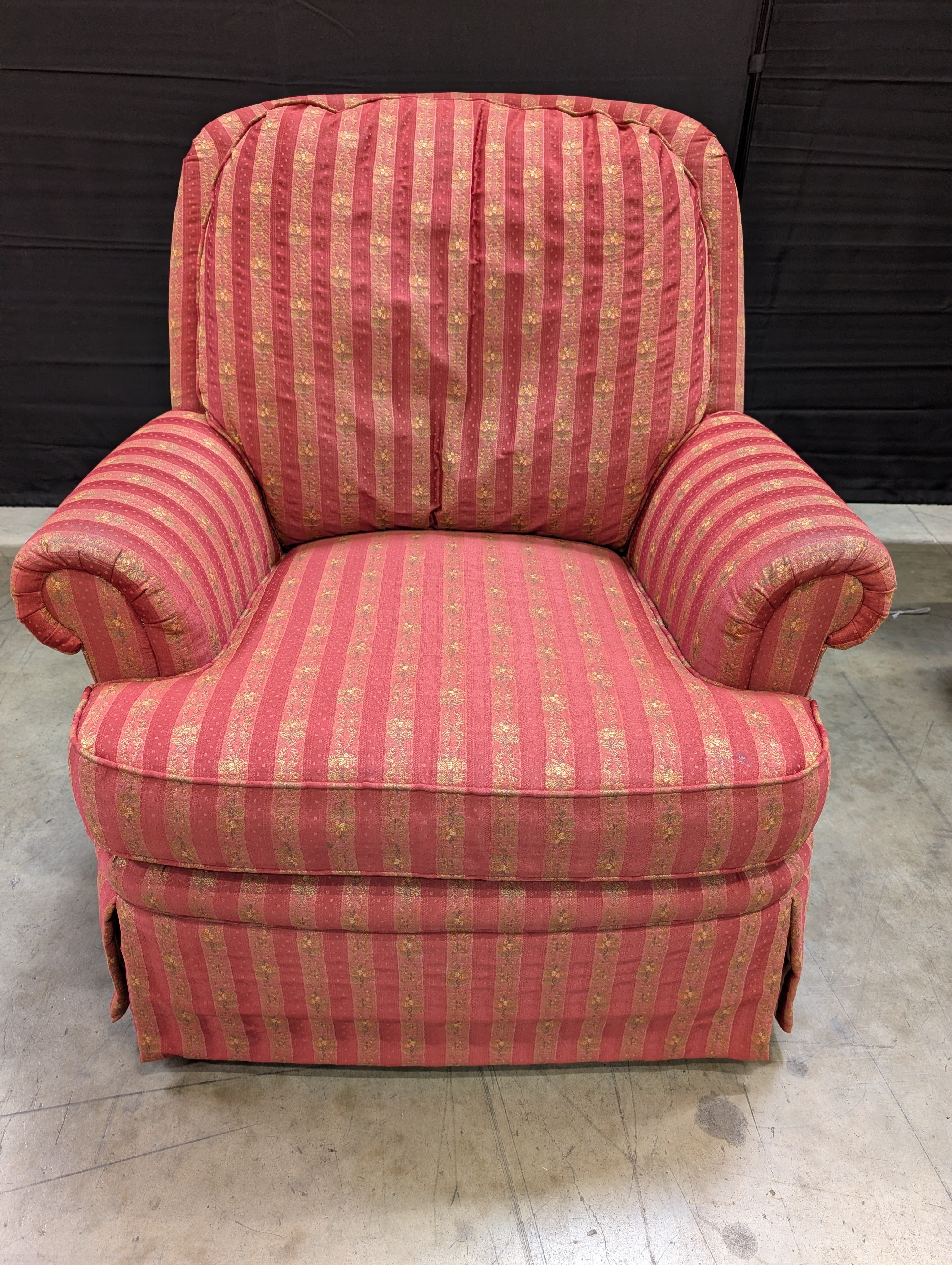 Jessica Charles Burgundy Striped Upholstered Armchair
