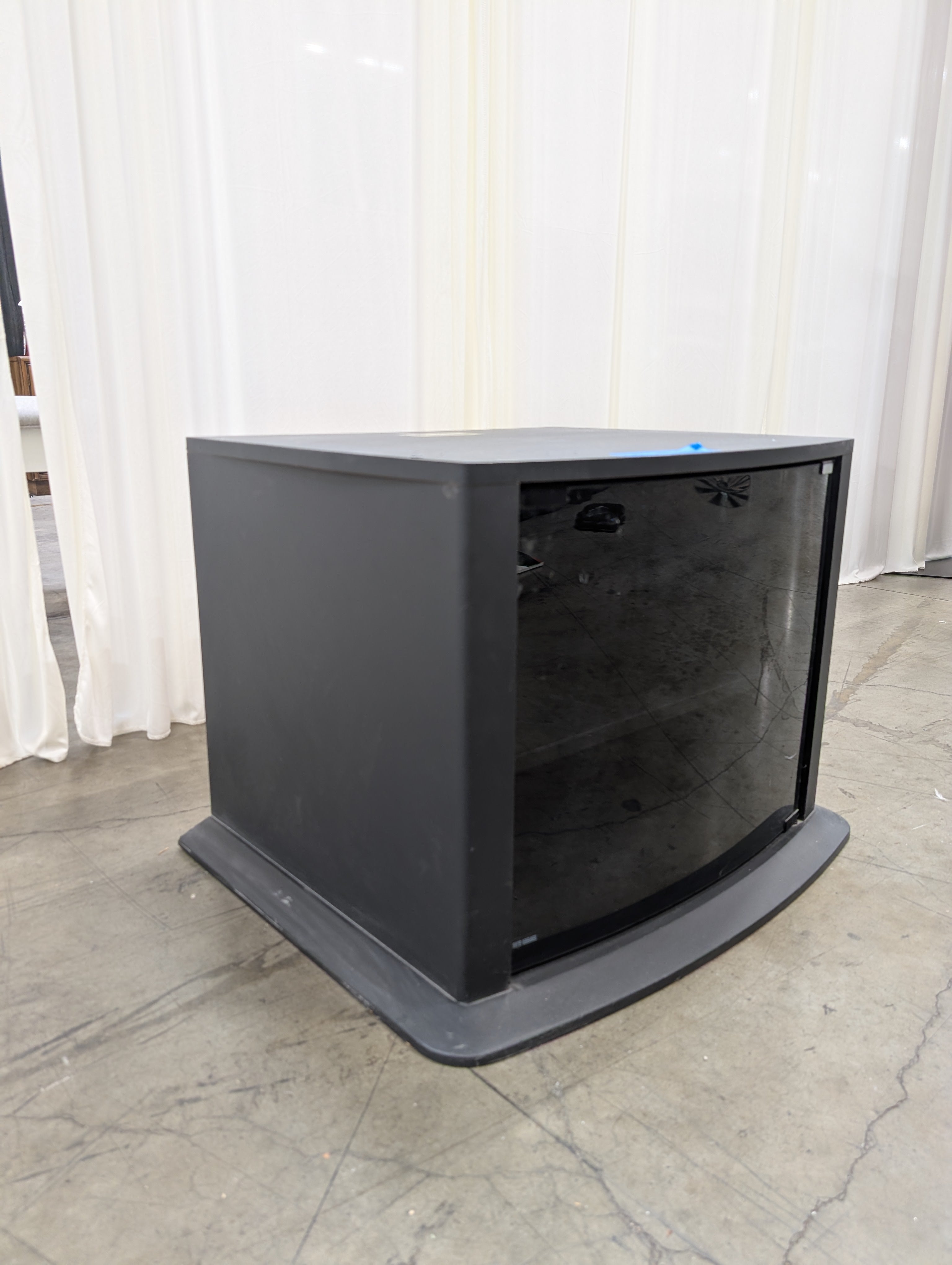 Curved Black Glass TV Stand with Tinted Door