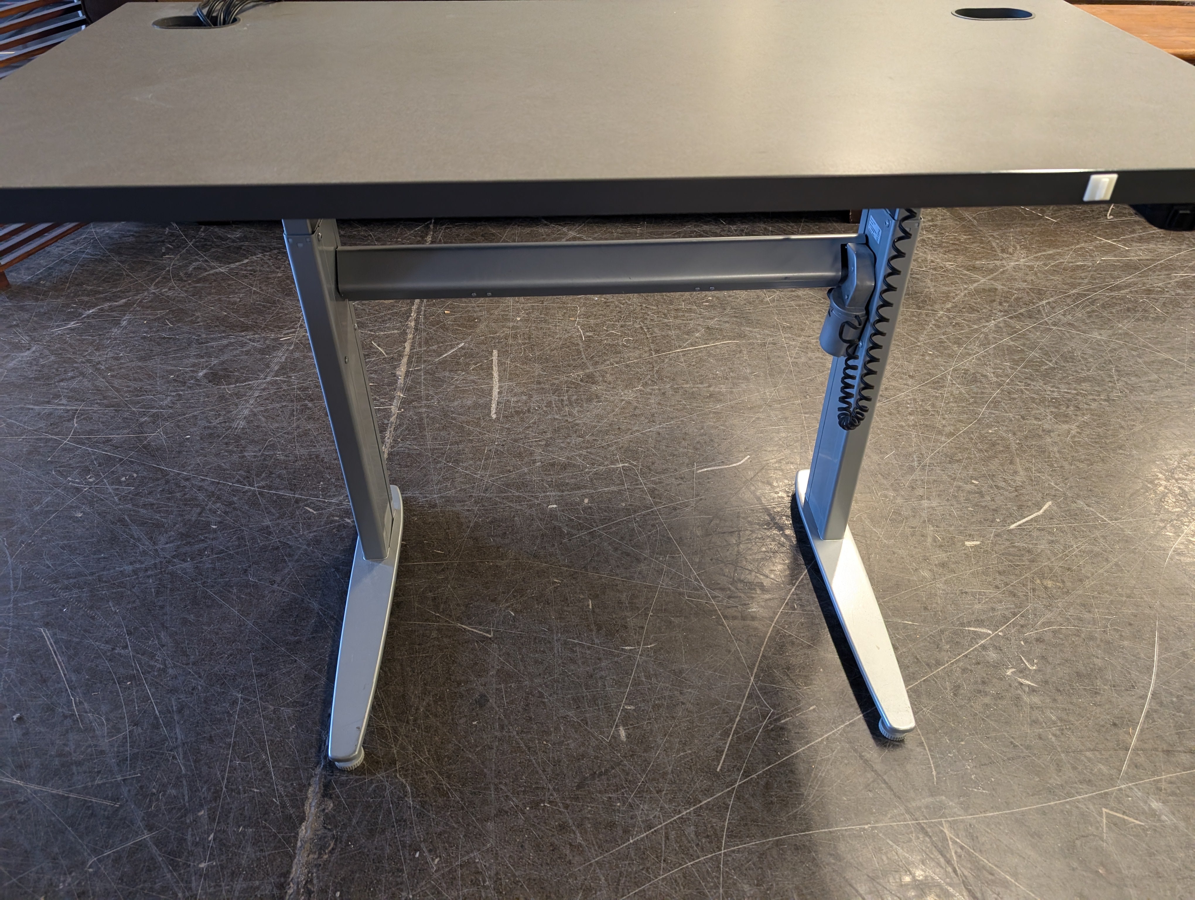 Modern Gray Adjustable Height Desk with Cable Management