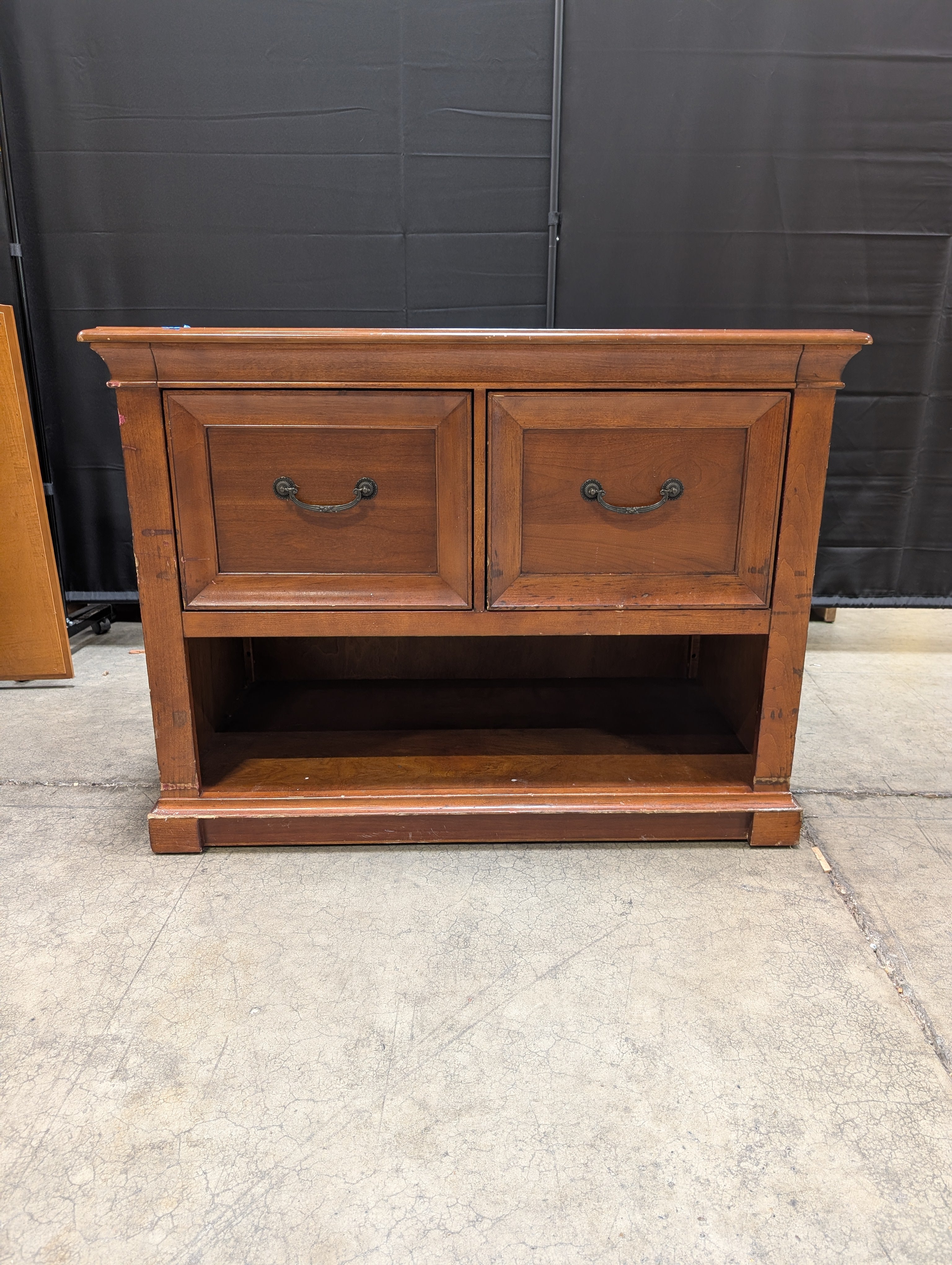Traditional Cherry Wood Two-Drawer File Cabinet with Open Shelf