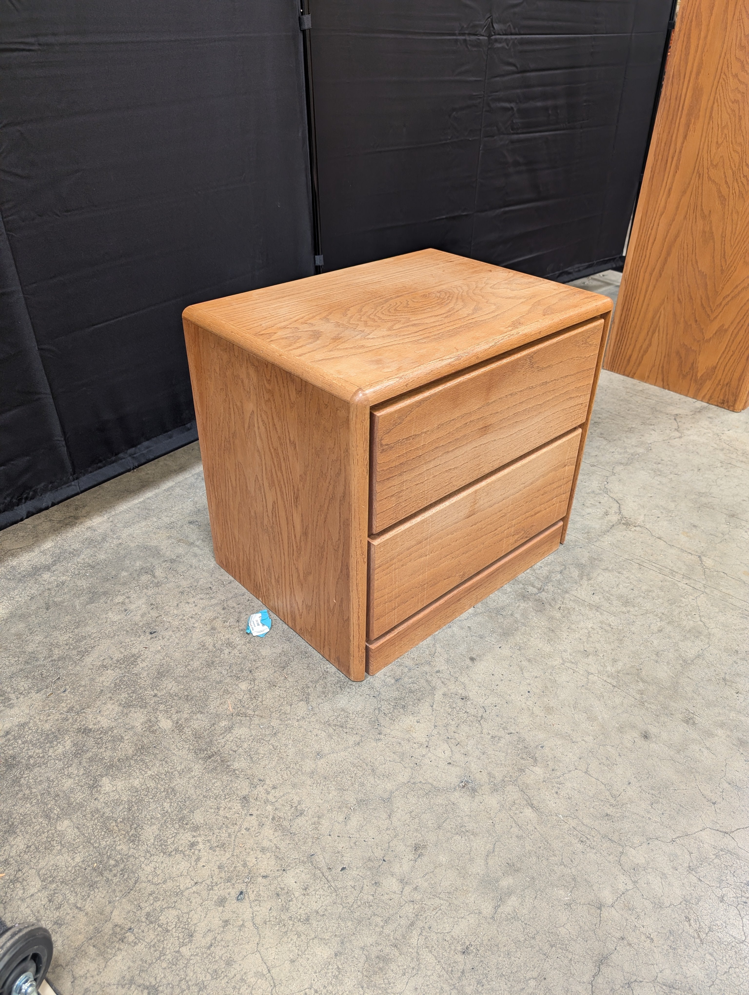 Mid-Century Style Two-Drawer Nightstand in Oak