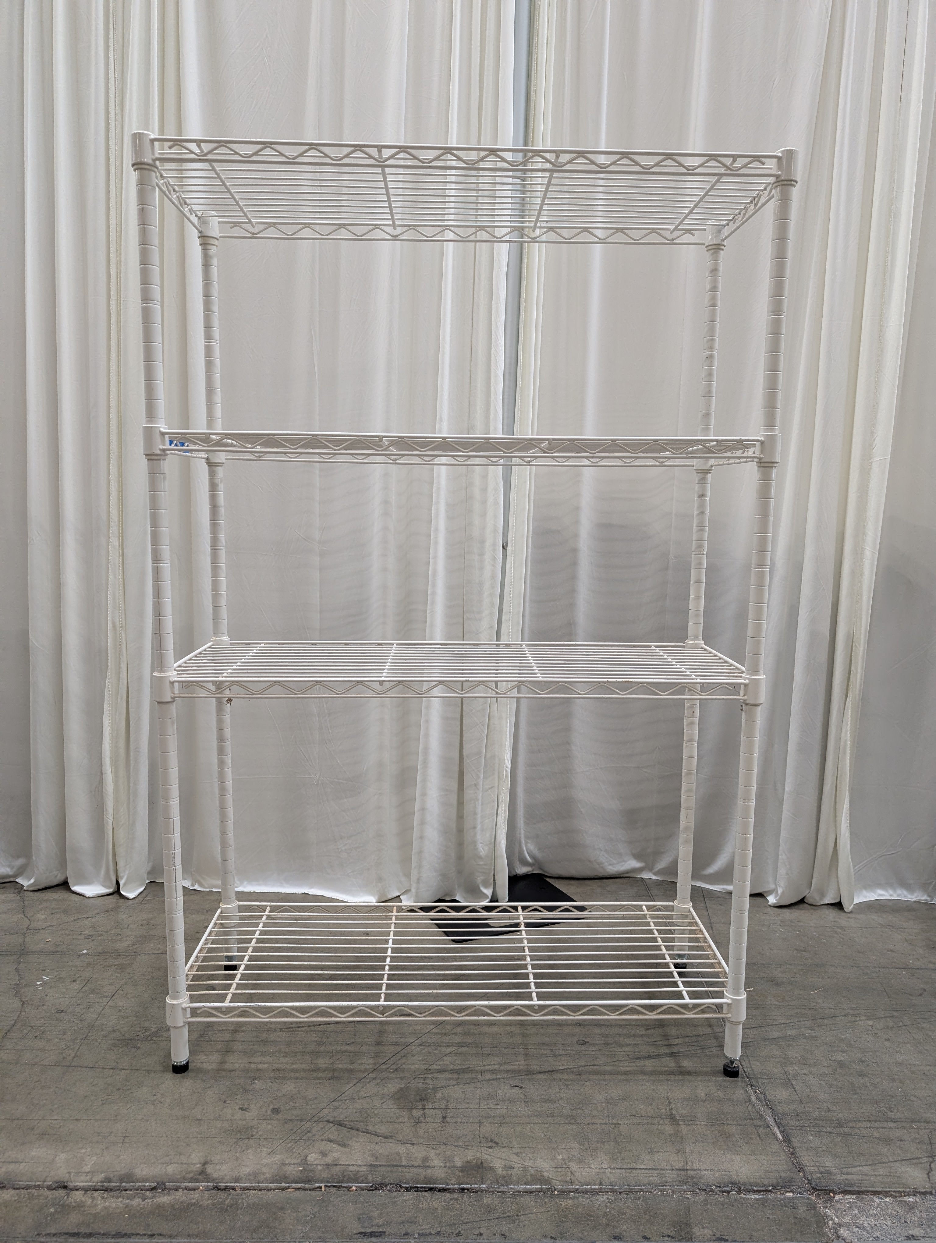White Four-Tier Metal Wire Shelving Unit