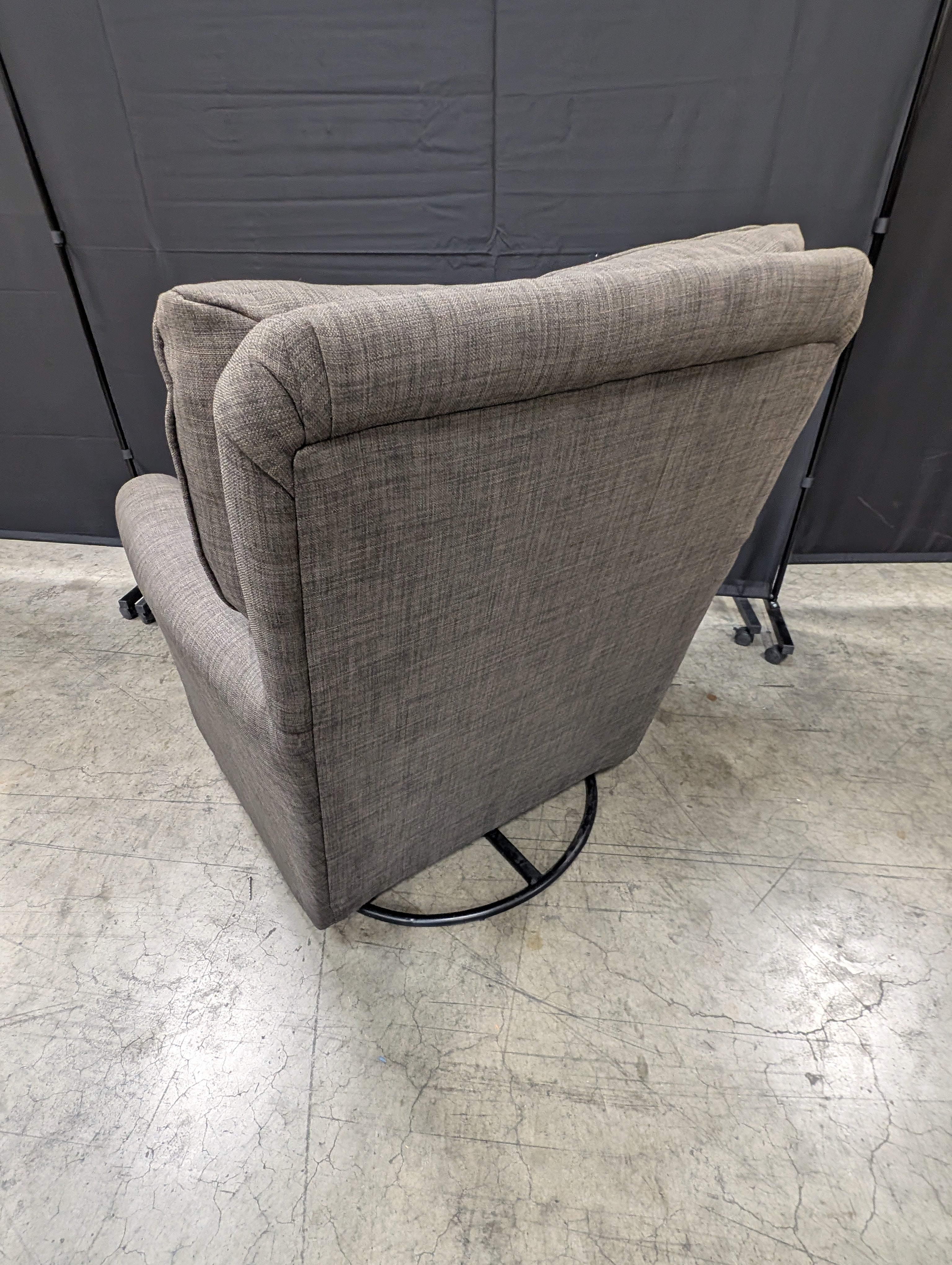 Contemporary Charcoal Grey Upholstered Swivel Armchair