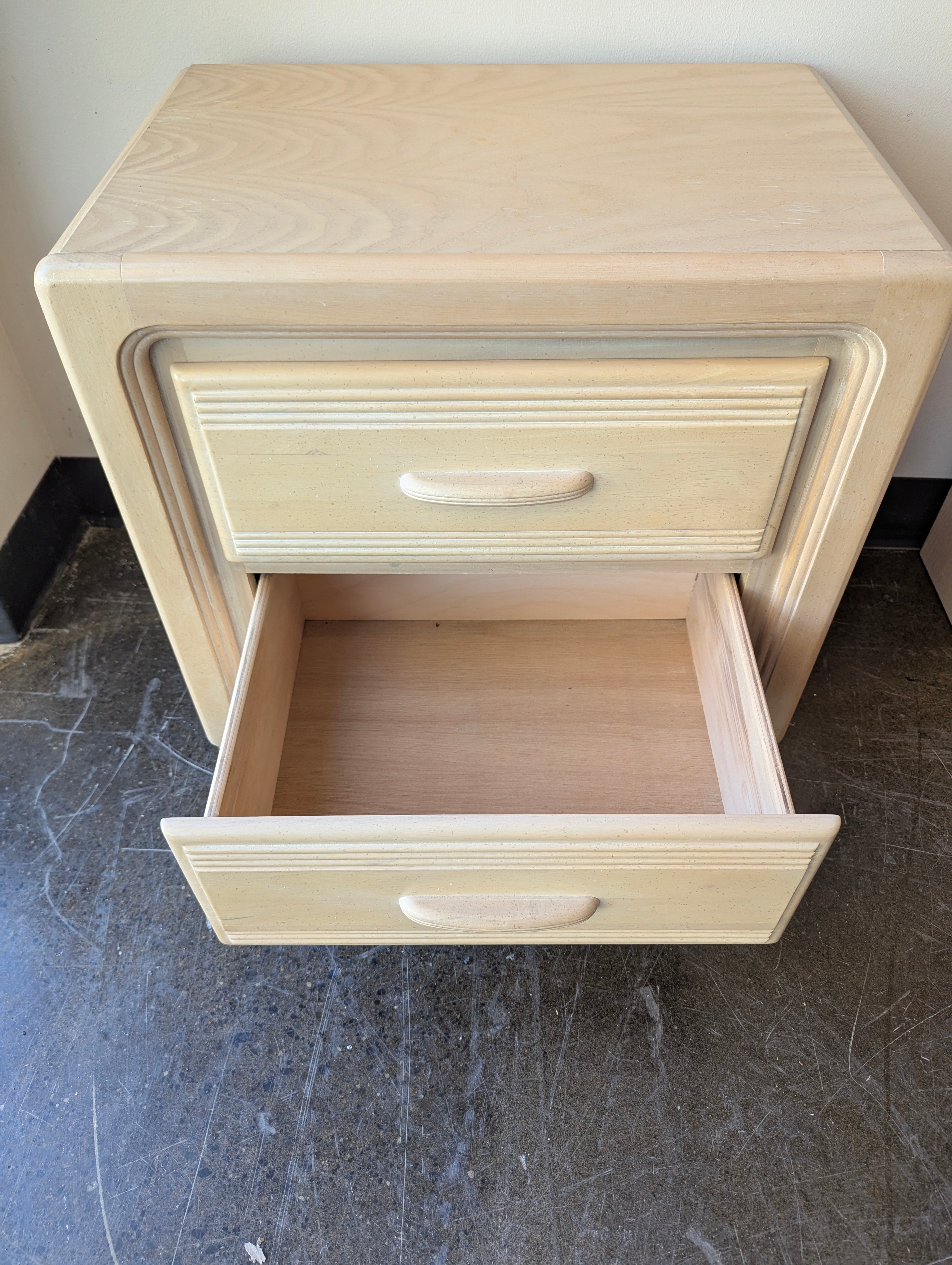 Vintage Light Beige Two-Drawer Nightstand