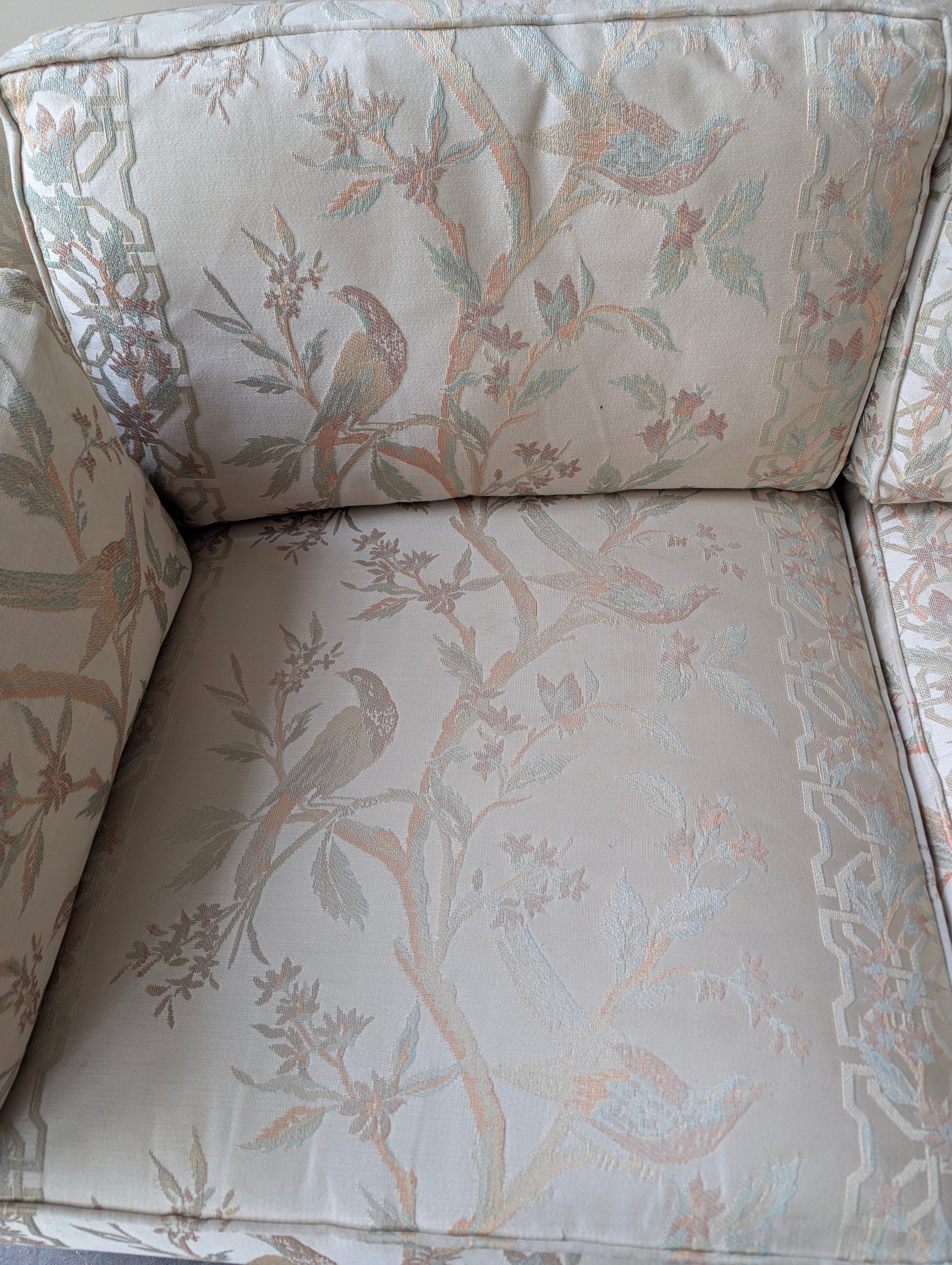 Heritage Distinctive Upholstery L-Shape Sectional Sofa, Botanical Bird Print