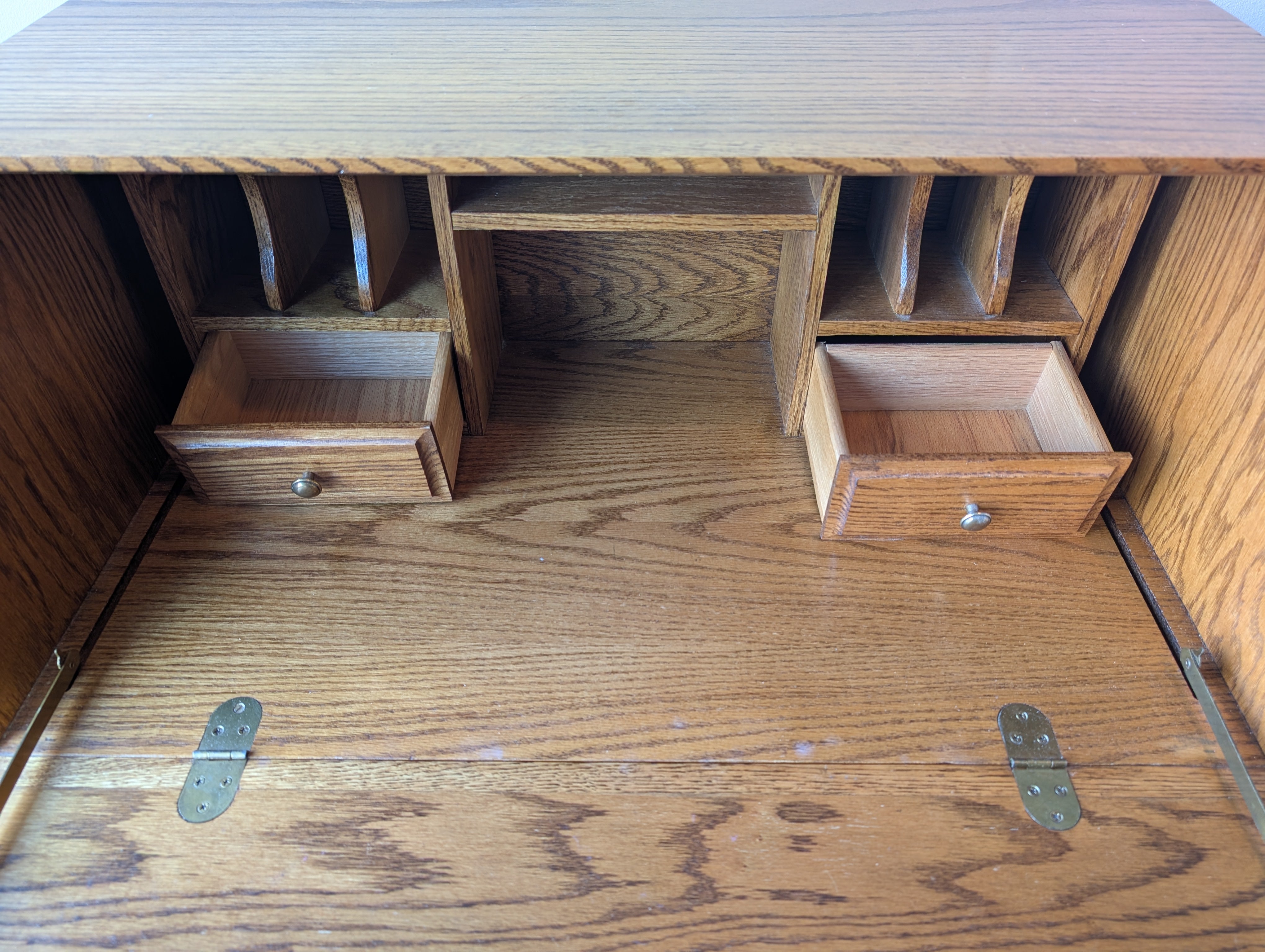 Vintage Oak Secretary Desk with Drop-Front