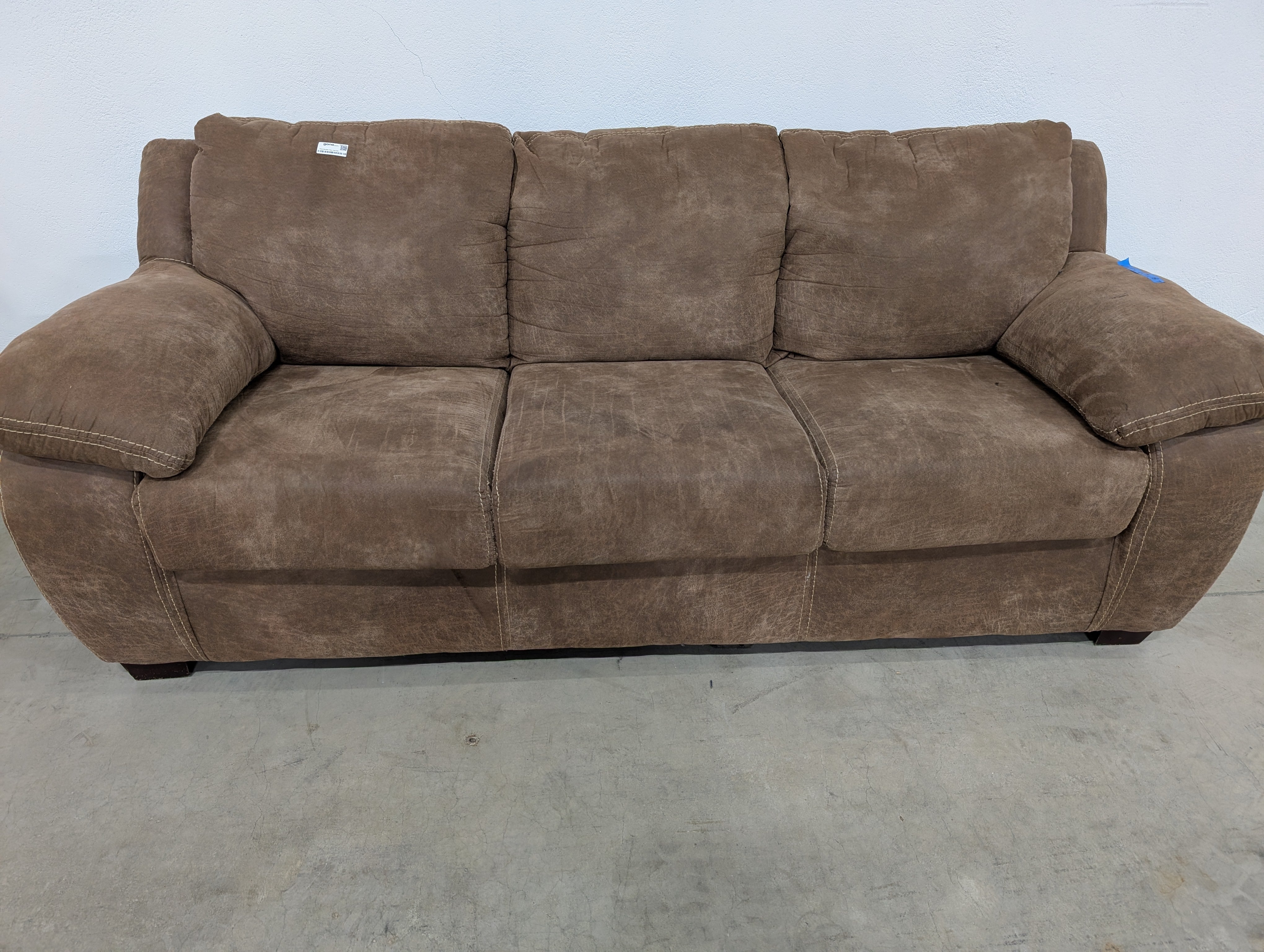 Brown Microfiber Three-Seat Sofa