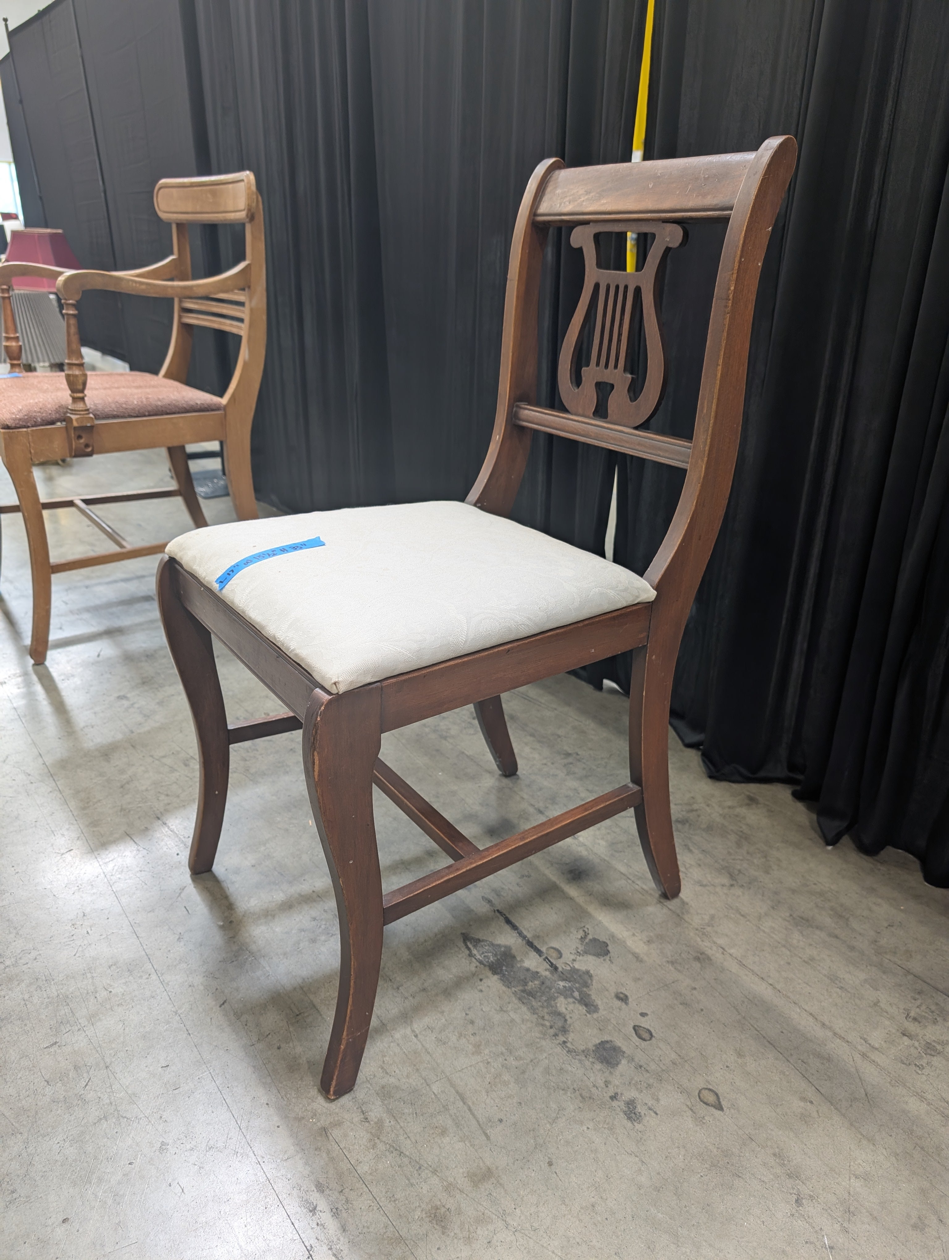 Dark Wood Lyre Back Dining Chair