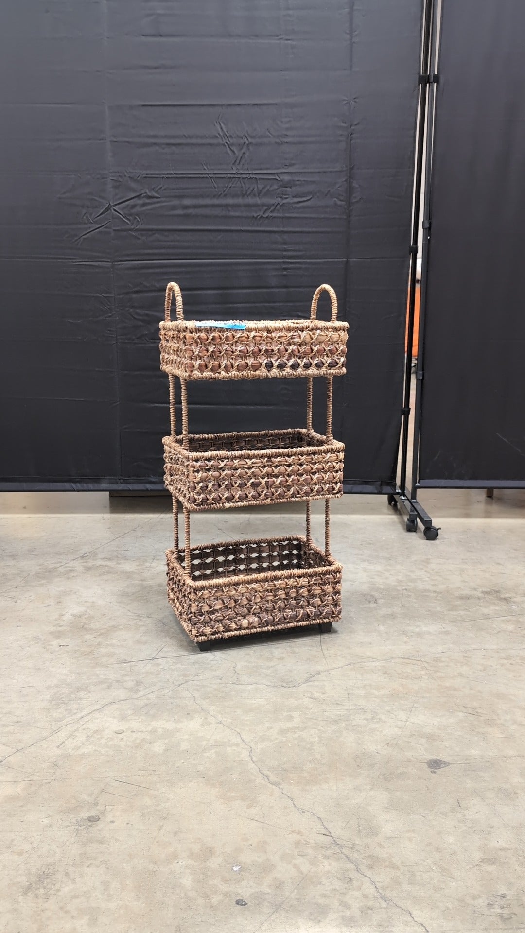 Three-Tier Woven Storage Unit with Handles