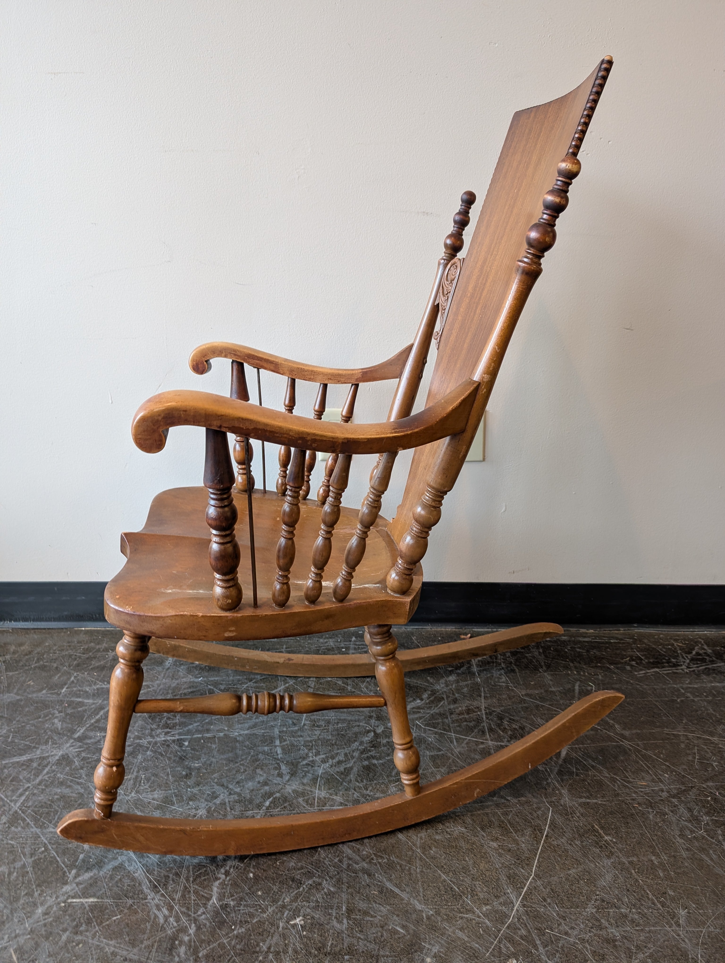 Carved Wood Vintage Rocking Chair