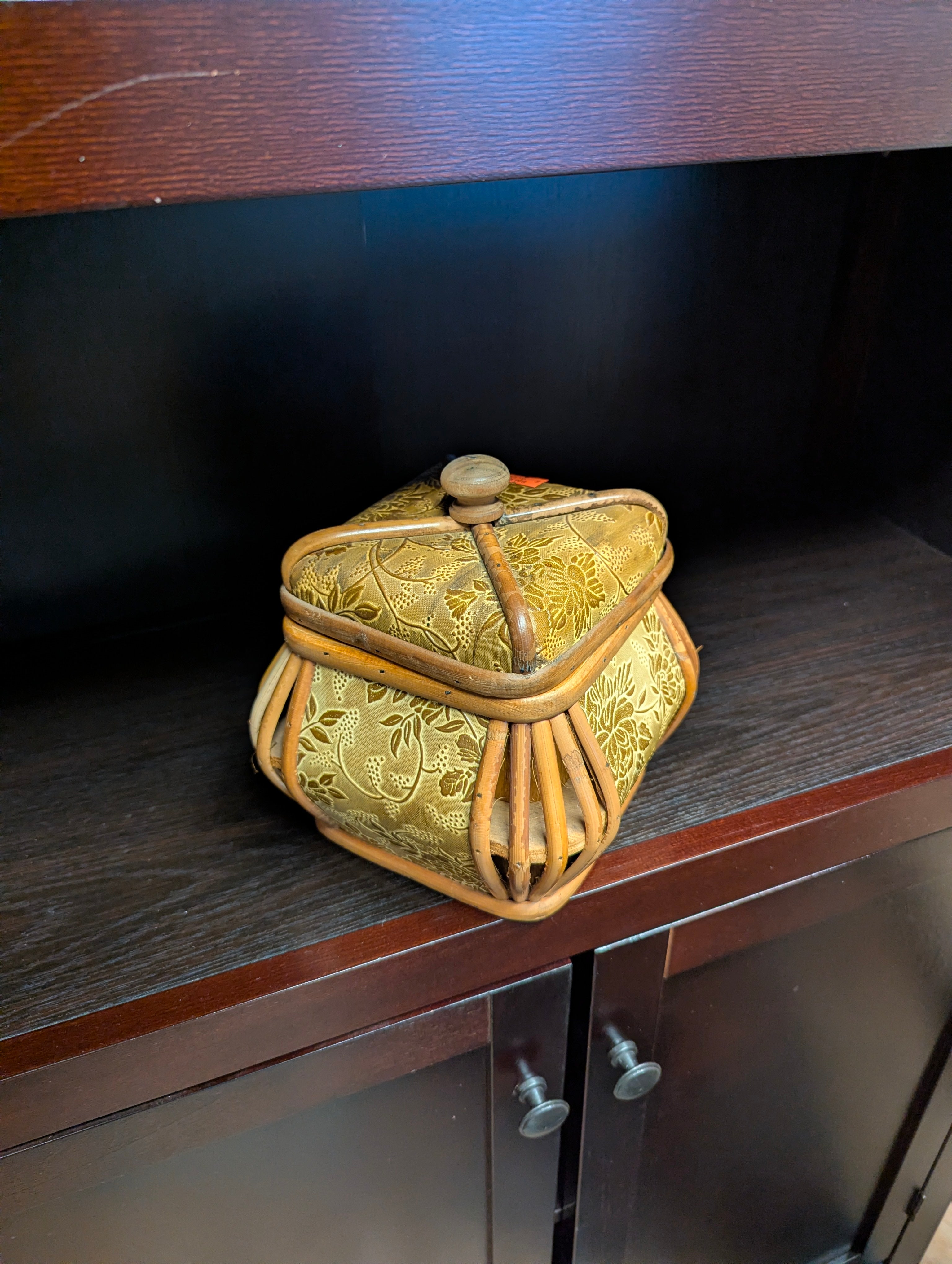 Decorative Embossed Faux Leather and Rattan Box