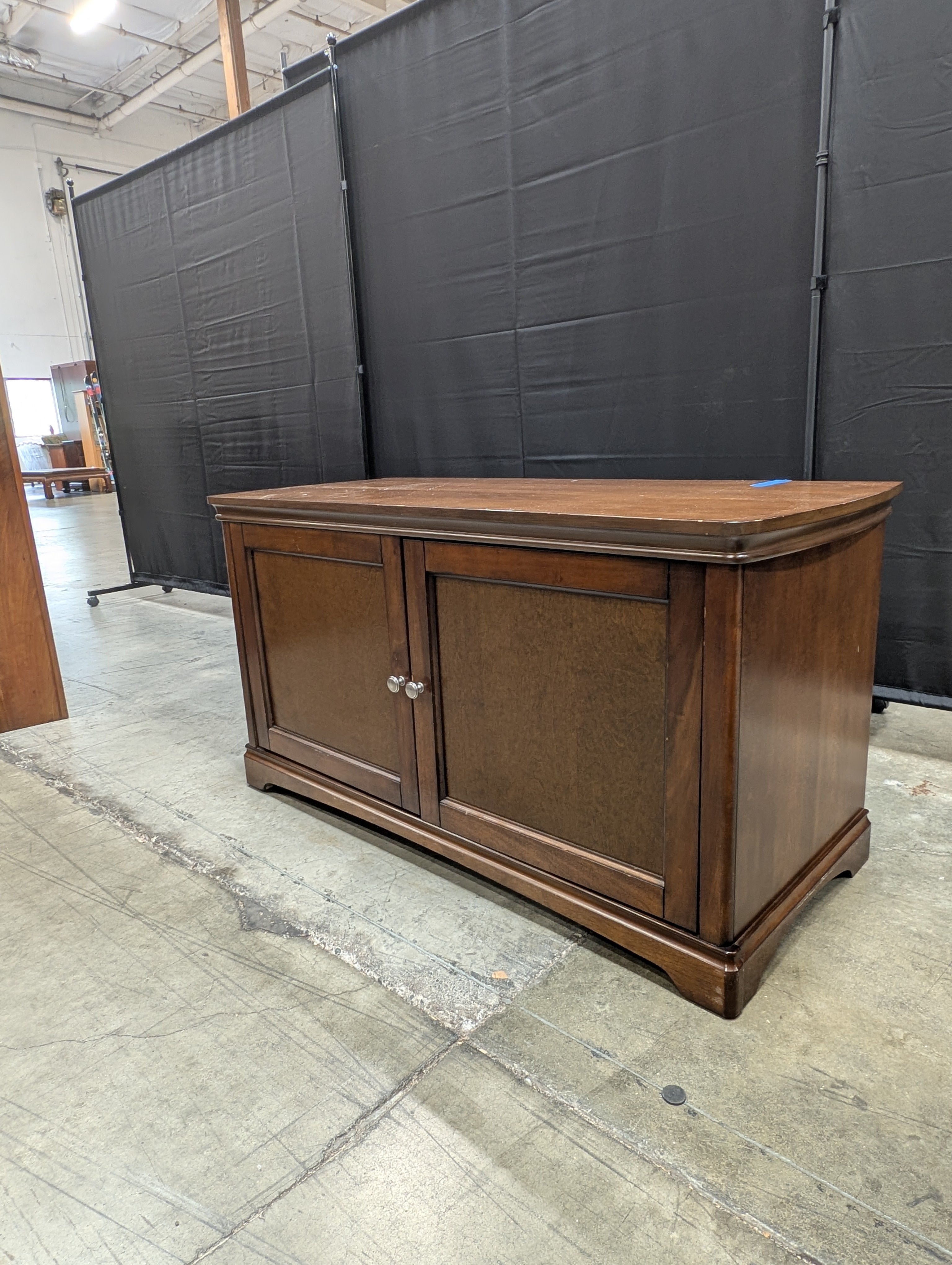 Rich Brown Wood Storage Console Cabinet with Doors