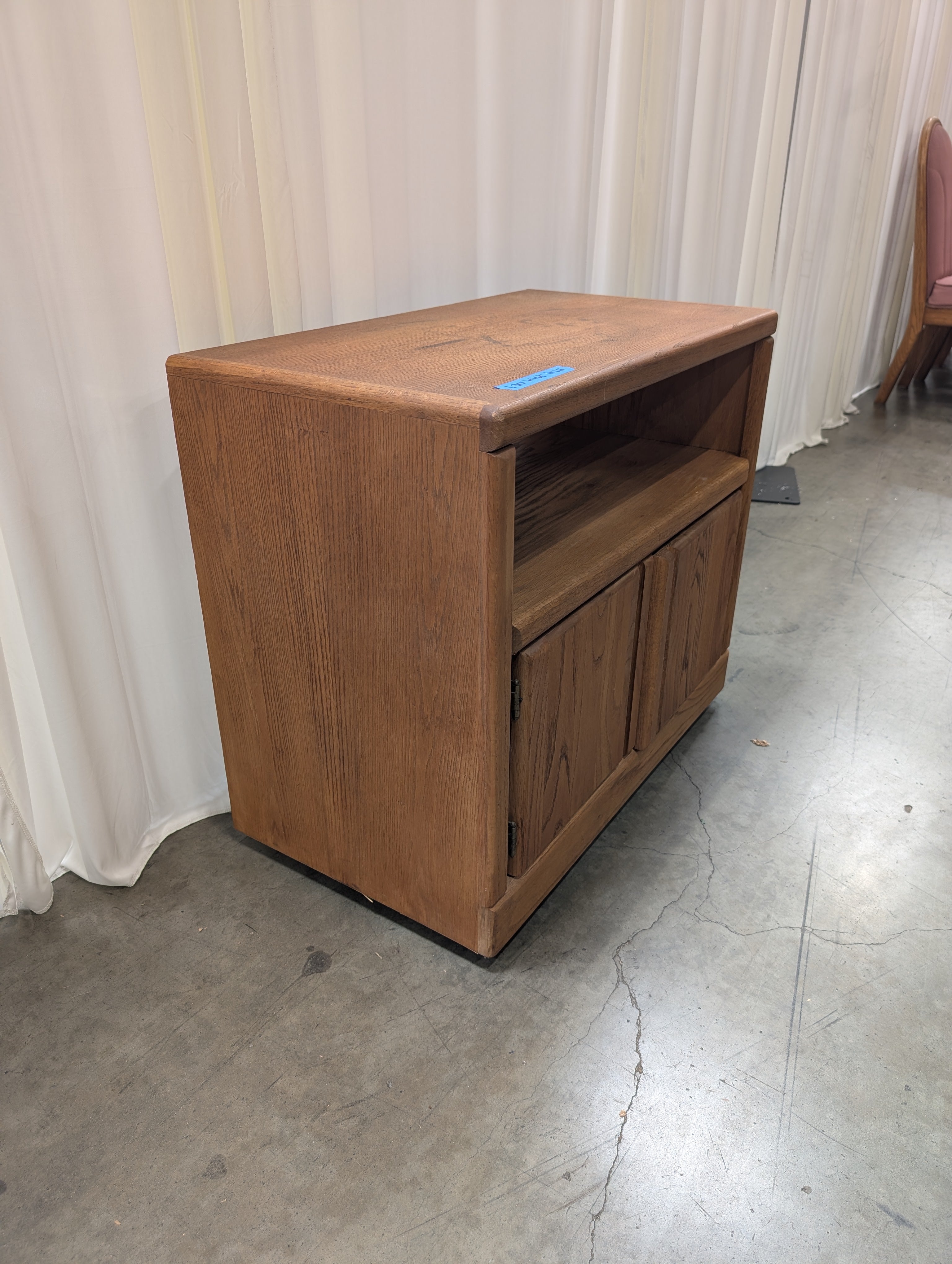 Mid-Century Style Two-Door TV Stand in Oak