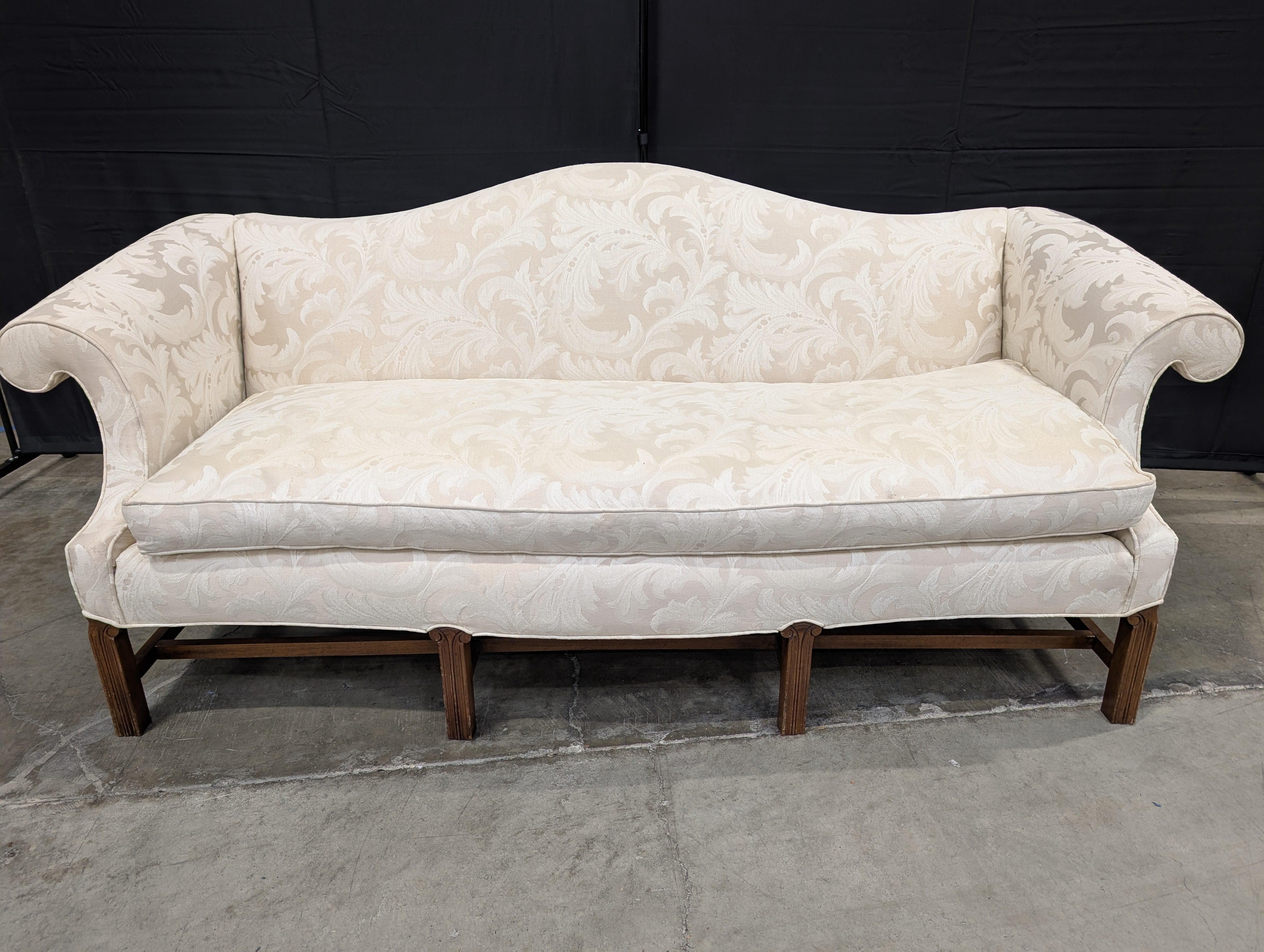 Cream Patterned Upholstered Settee Sofa