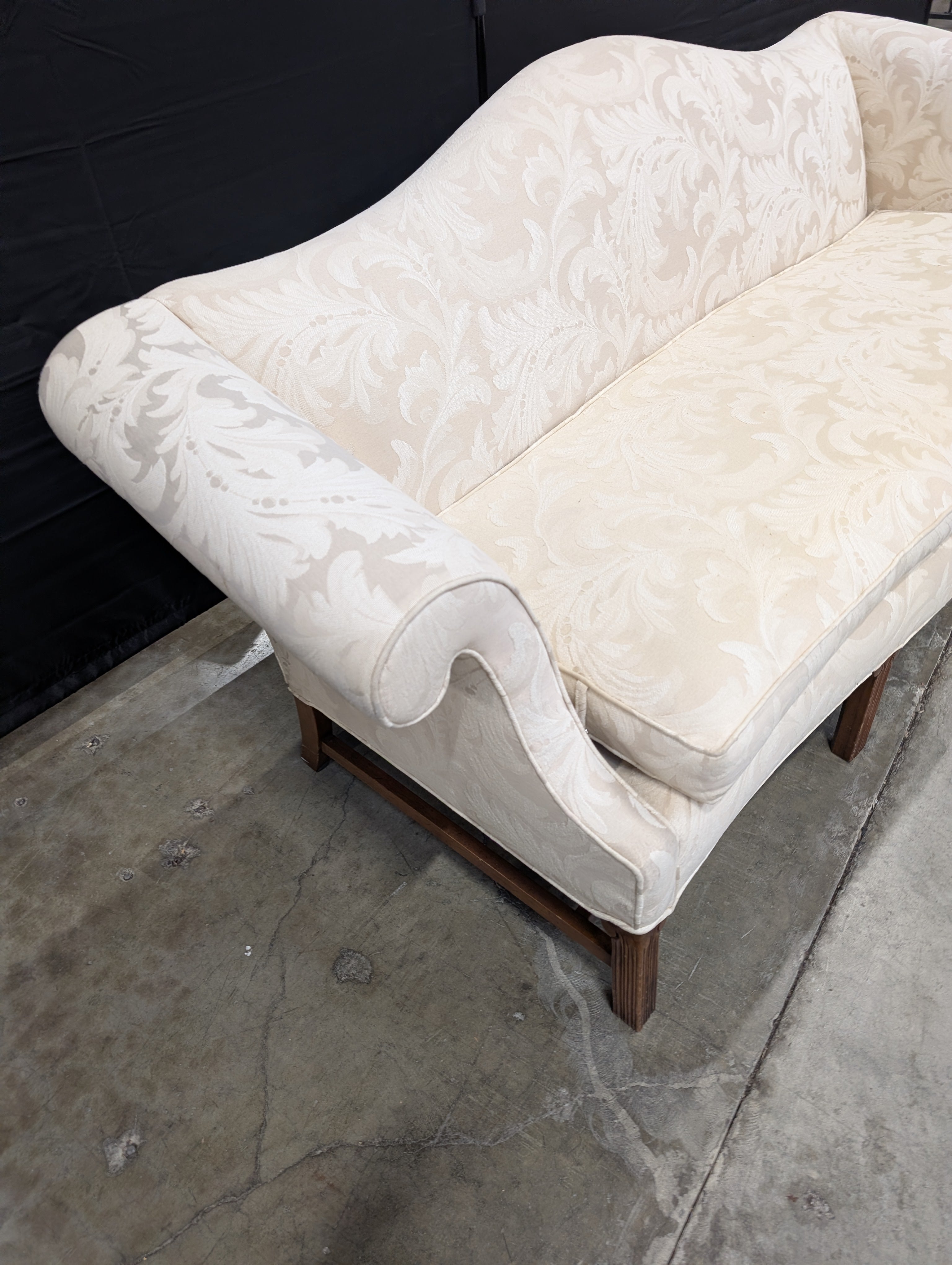 Cream Patterned Upholstered Settee Sofa