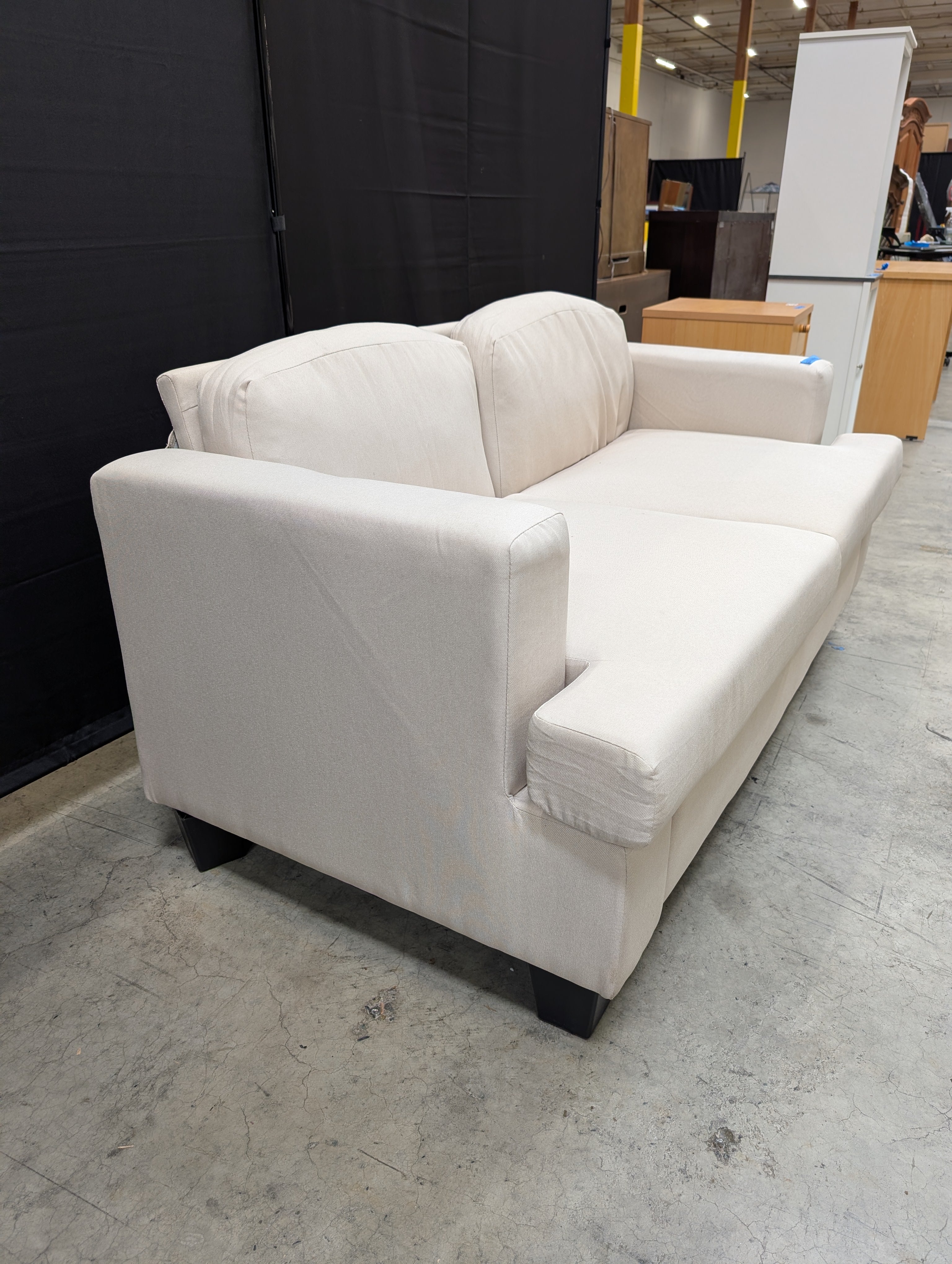 Light Gray Fabric Loveseat with Square Arms