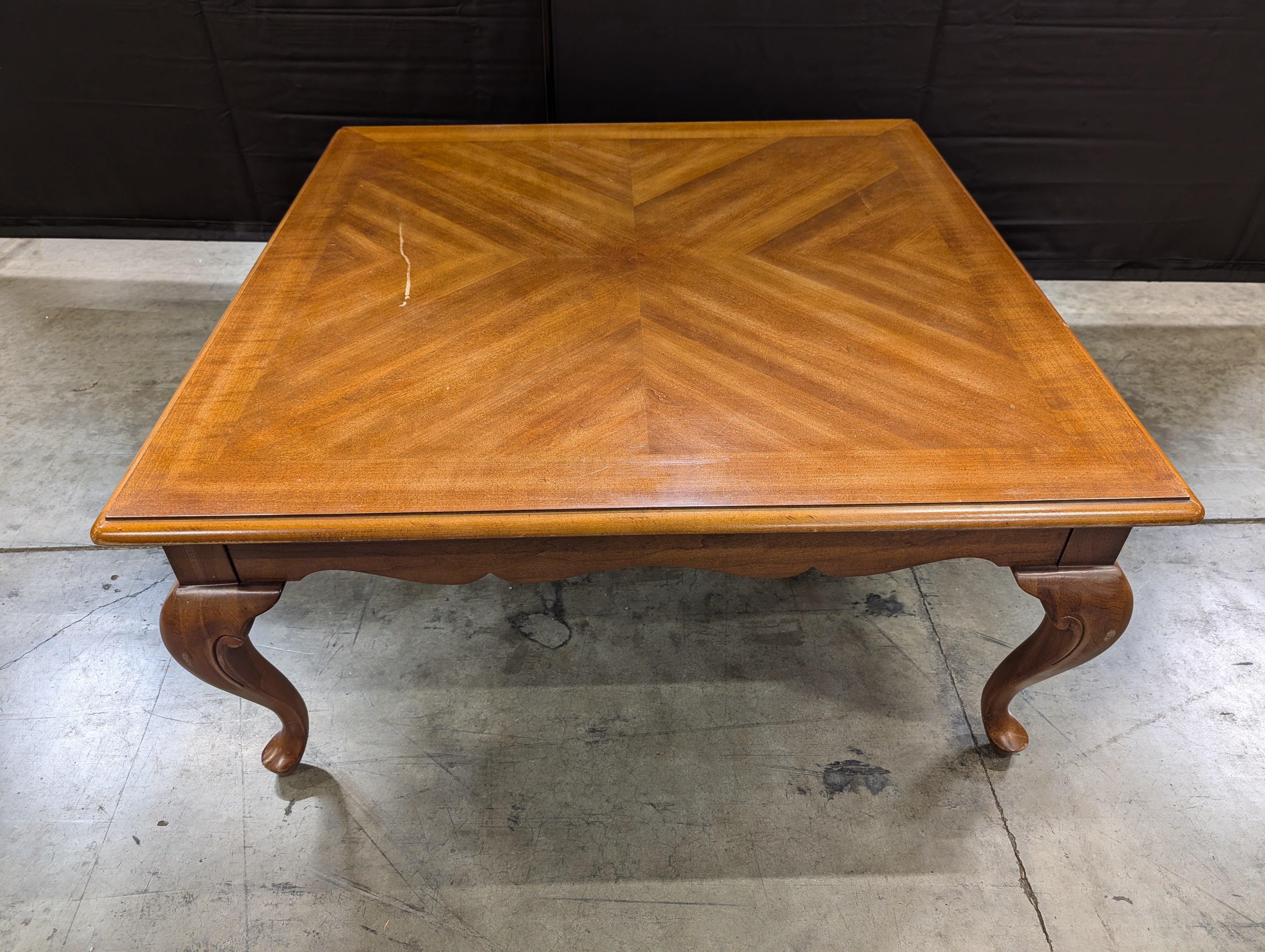 Traditional Square Wood Coffee Table with Cabriole Legs