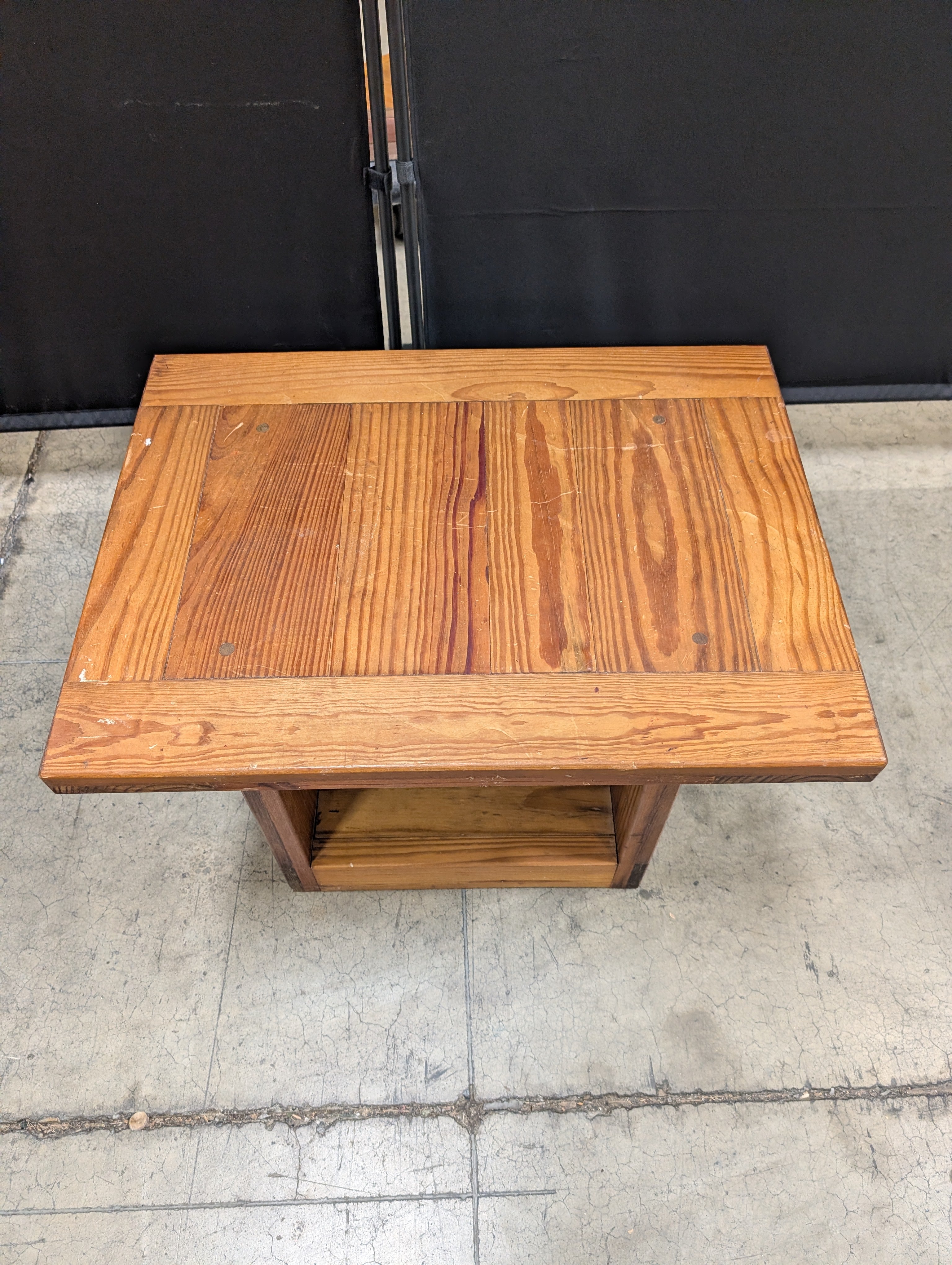 Rustic Wood Side Table with Lower Shelf