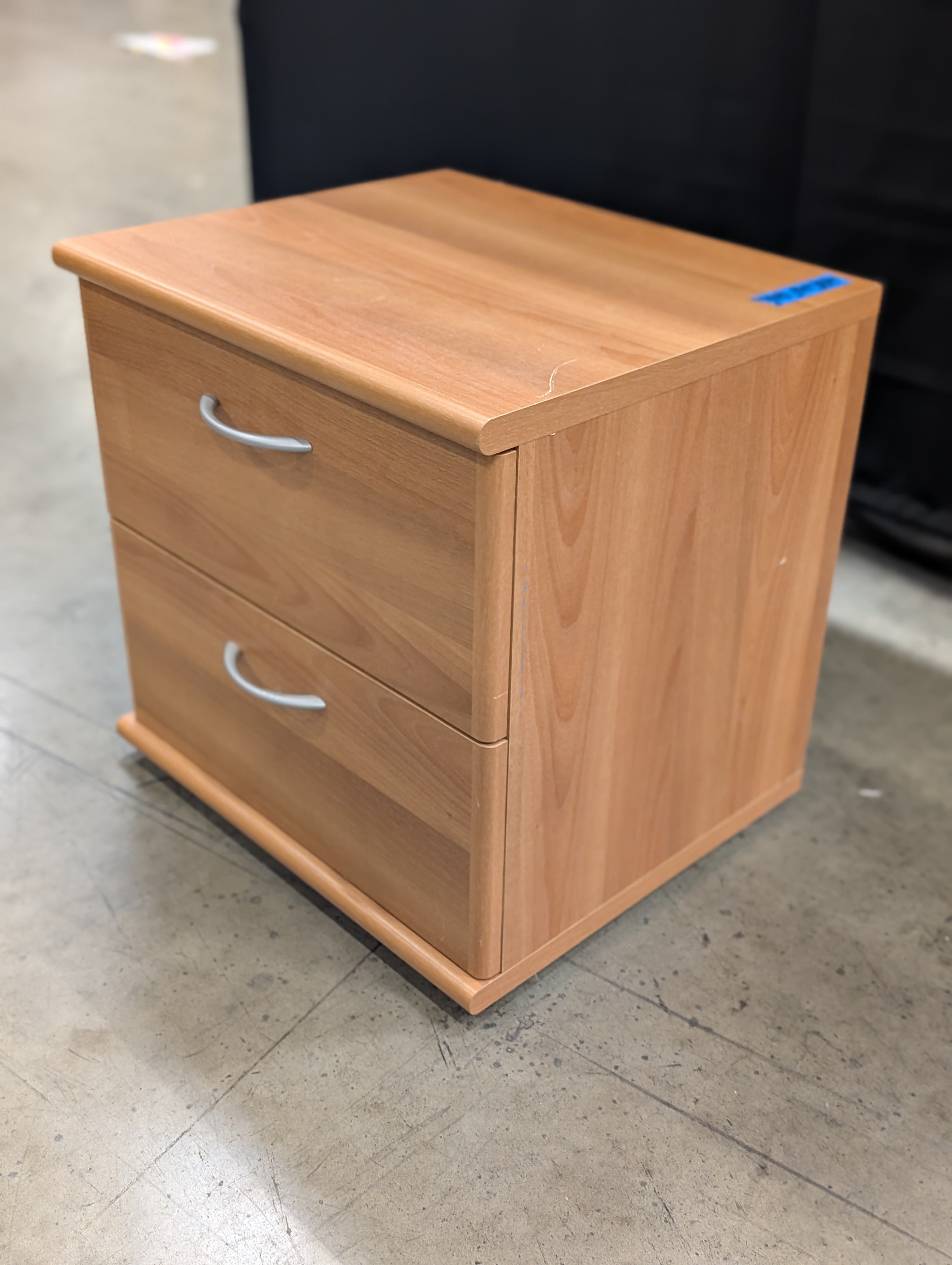 Compact Wood-Tone 2-Drawer Nightstand Storage Cabinet