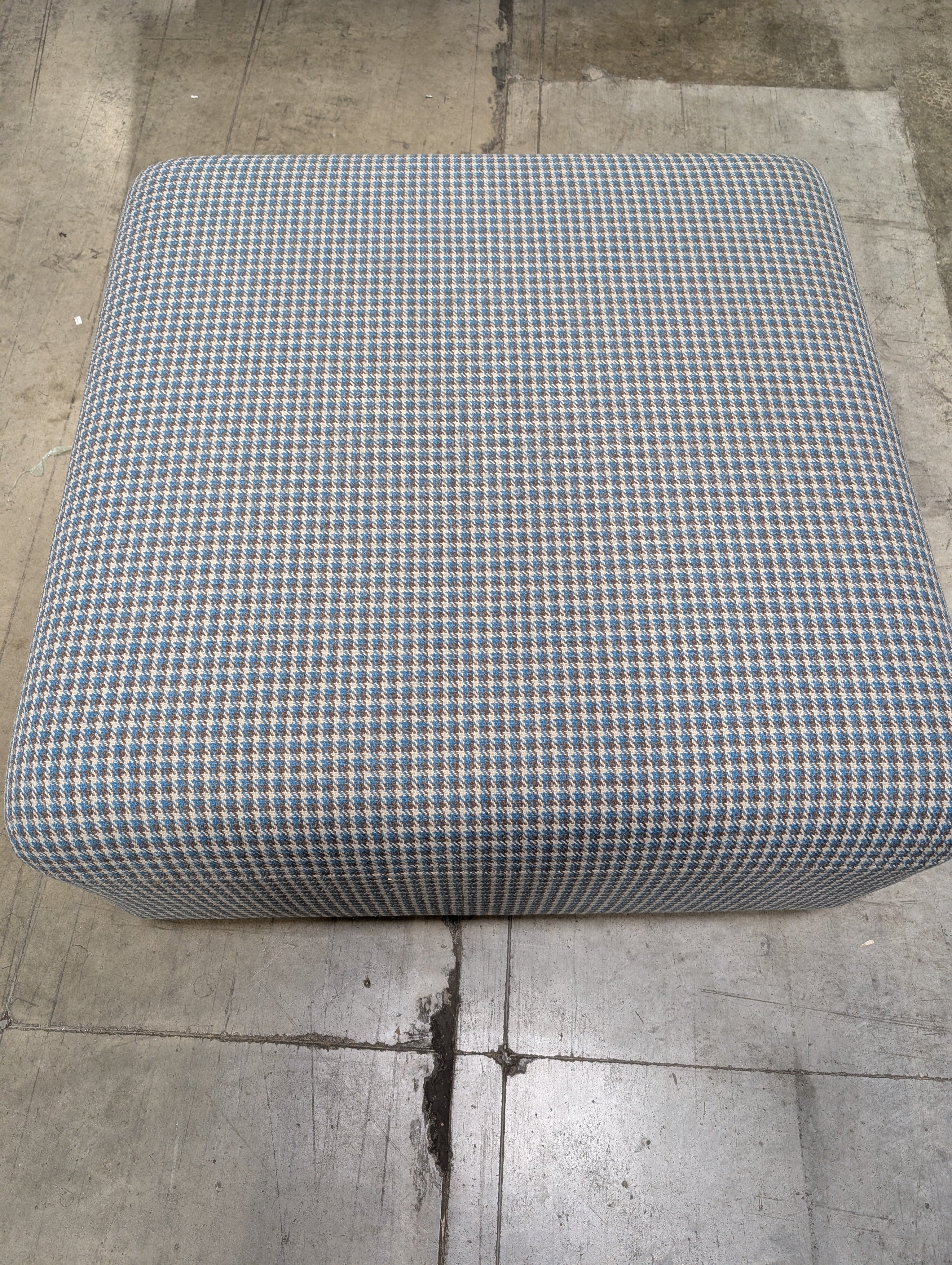Big Patterned Upholstered Ottoman with Wooden Frame
