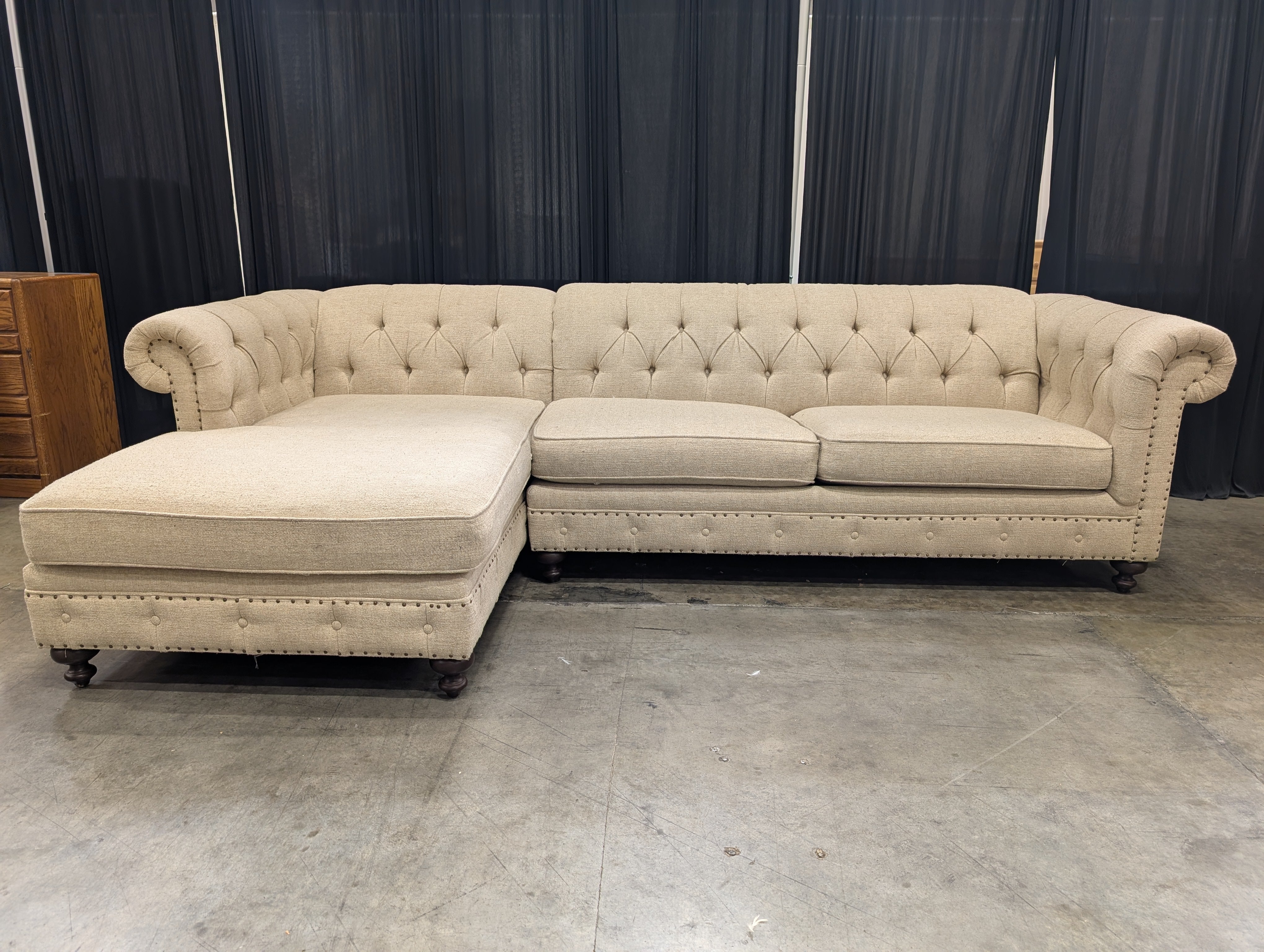Bernhardt Beige Tufted Armchair with High Back