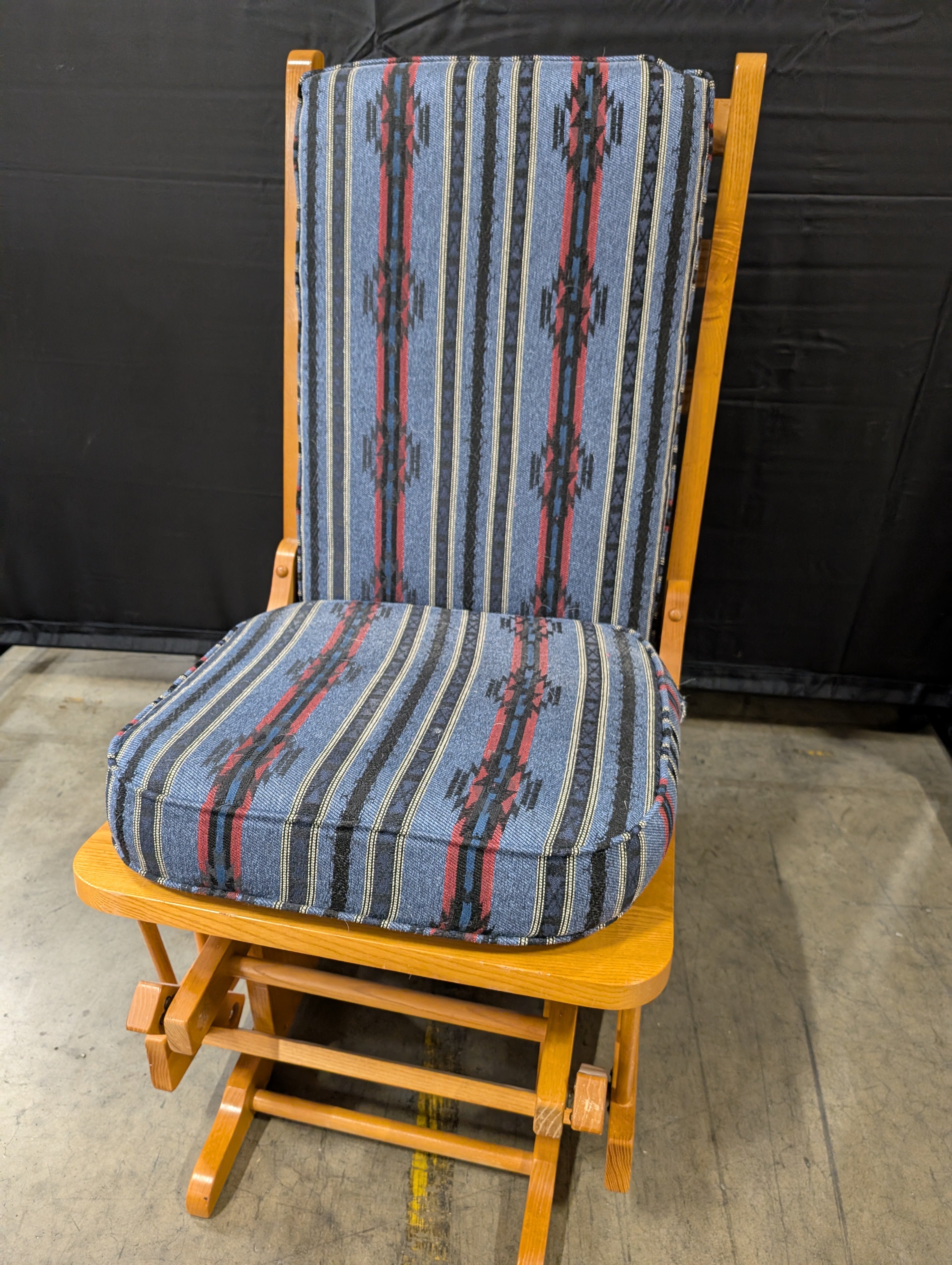 Southwestern Upholstered Wooden Glider Rocker Chair