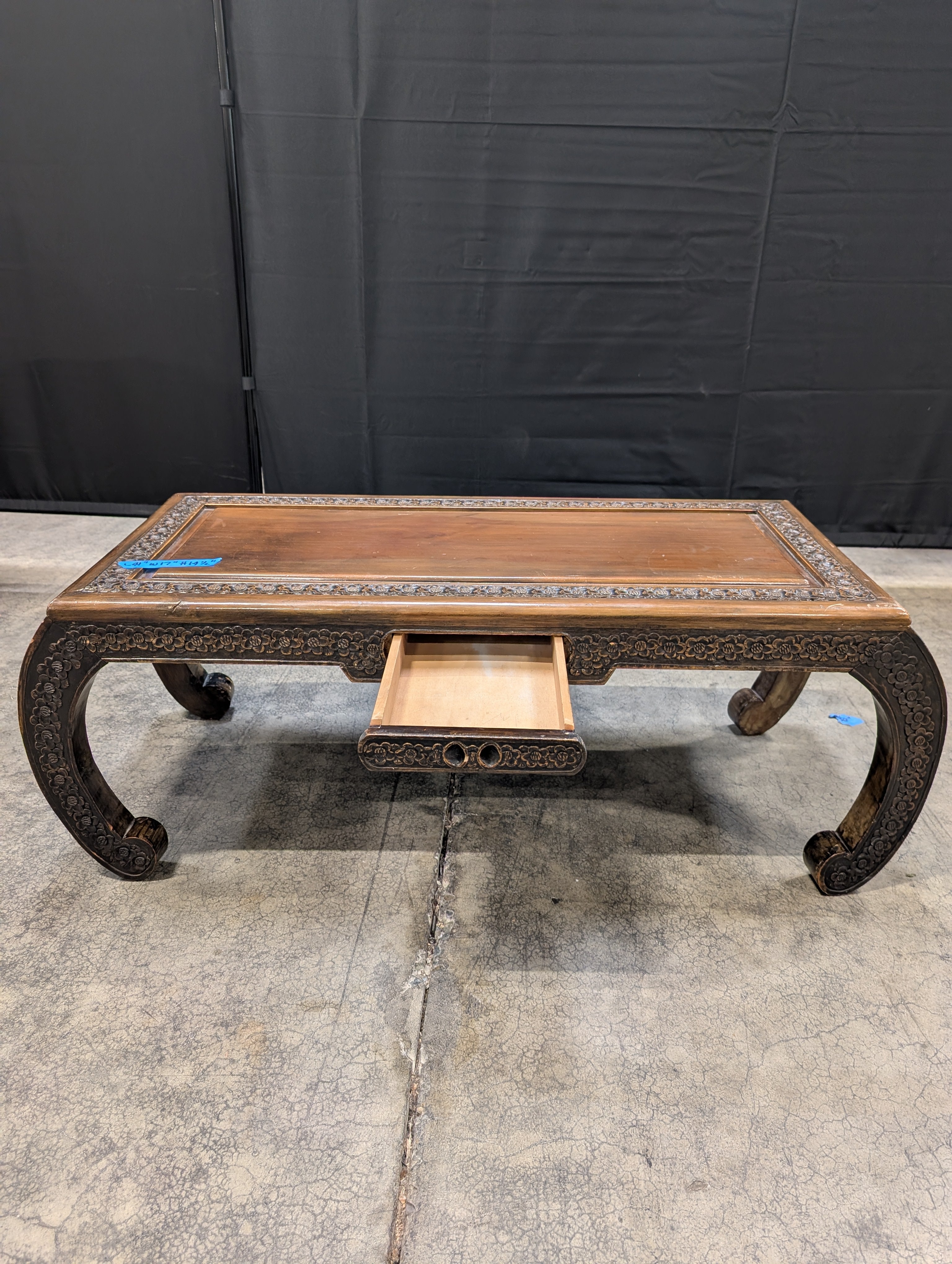 Ornate Asian Style Coffee Table in Dark Wood