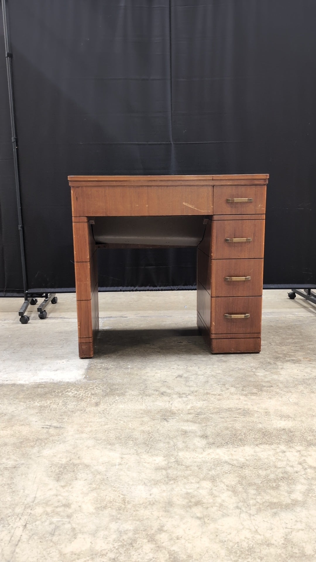 Vintage Wood Craft Table with Storage Drawers