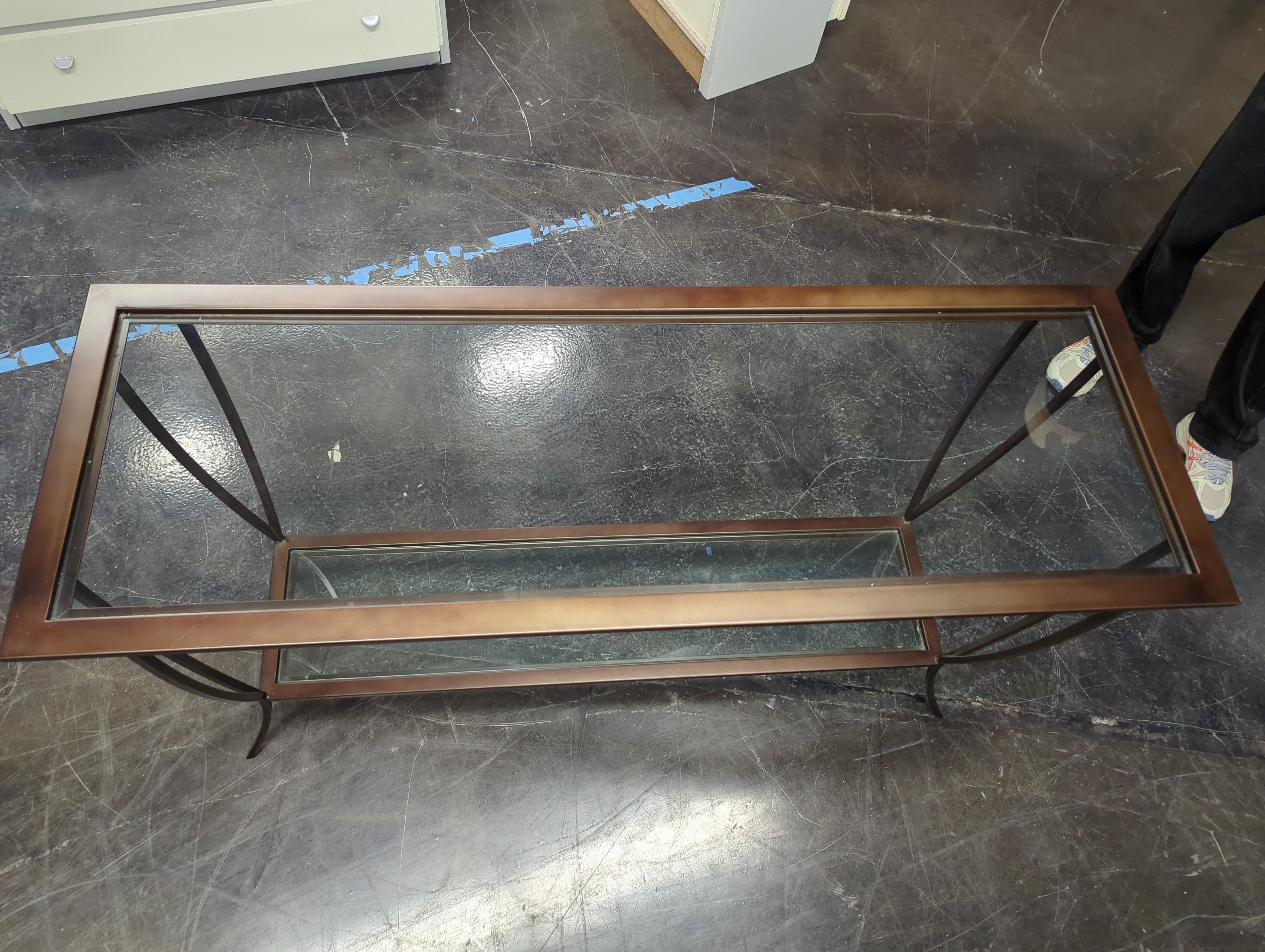 Sleek Glass-Top Console Table with Metal Frame