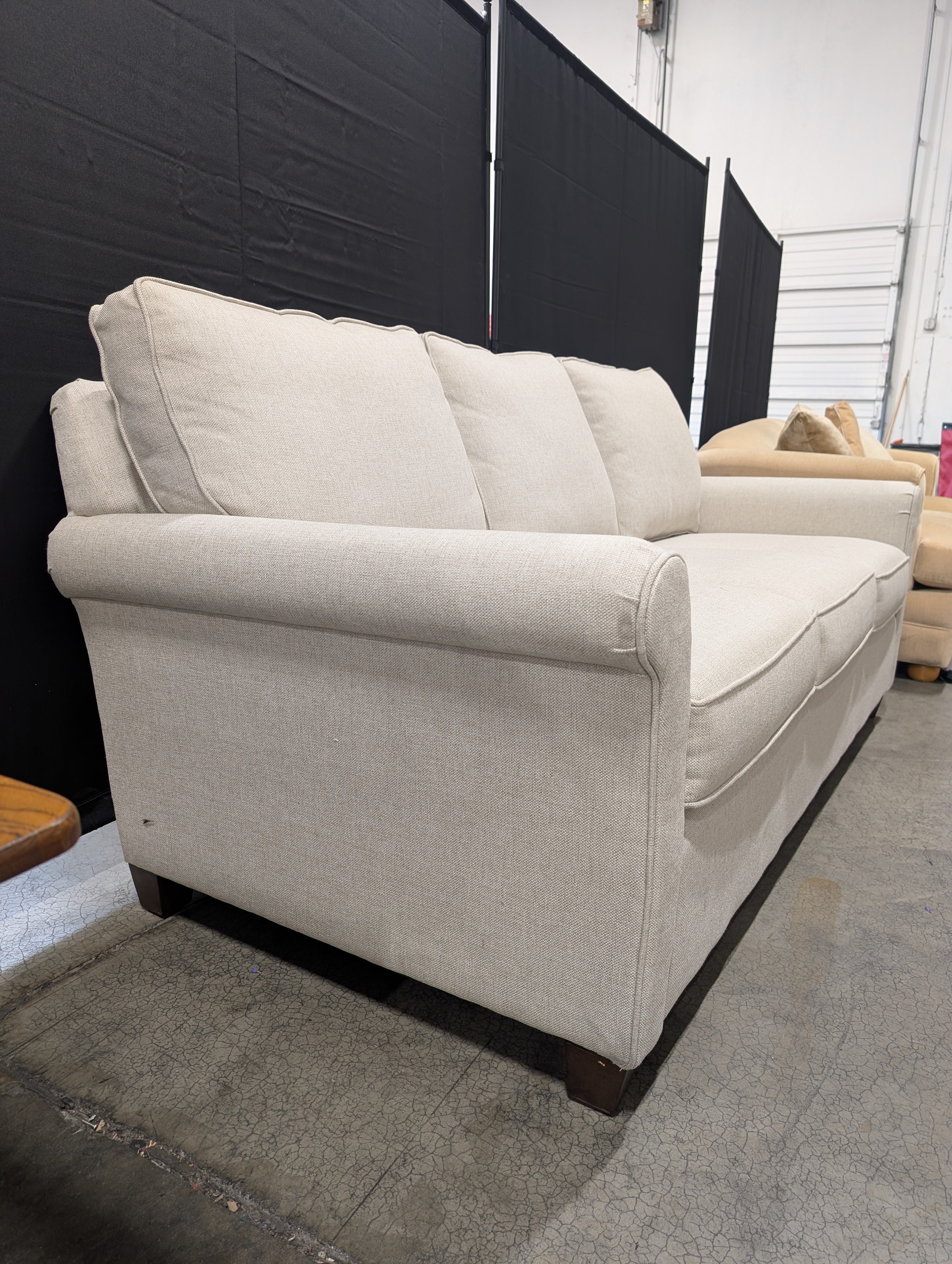 Neutral Toned Bassett Three-Seater Fabric Sofa