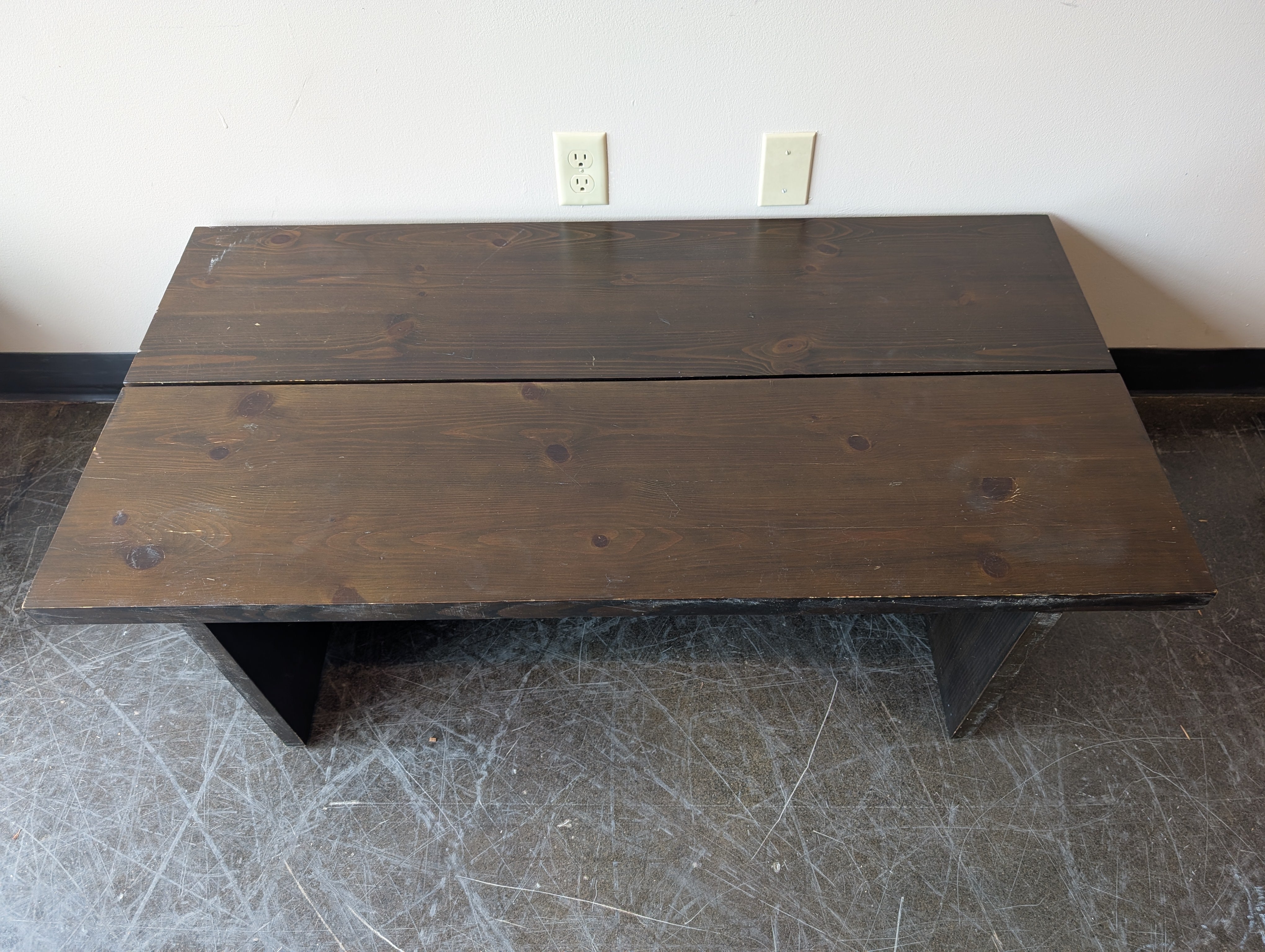 Two Dark Brown Stained Wood Boards