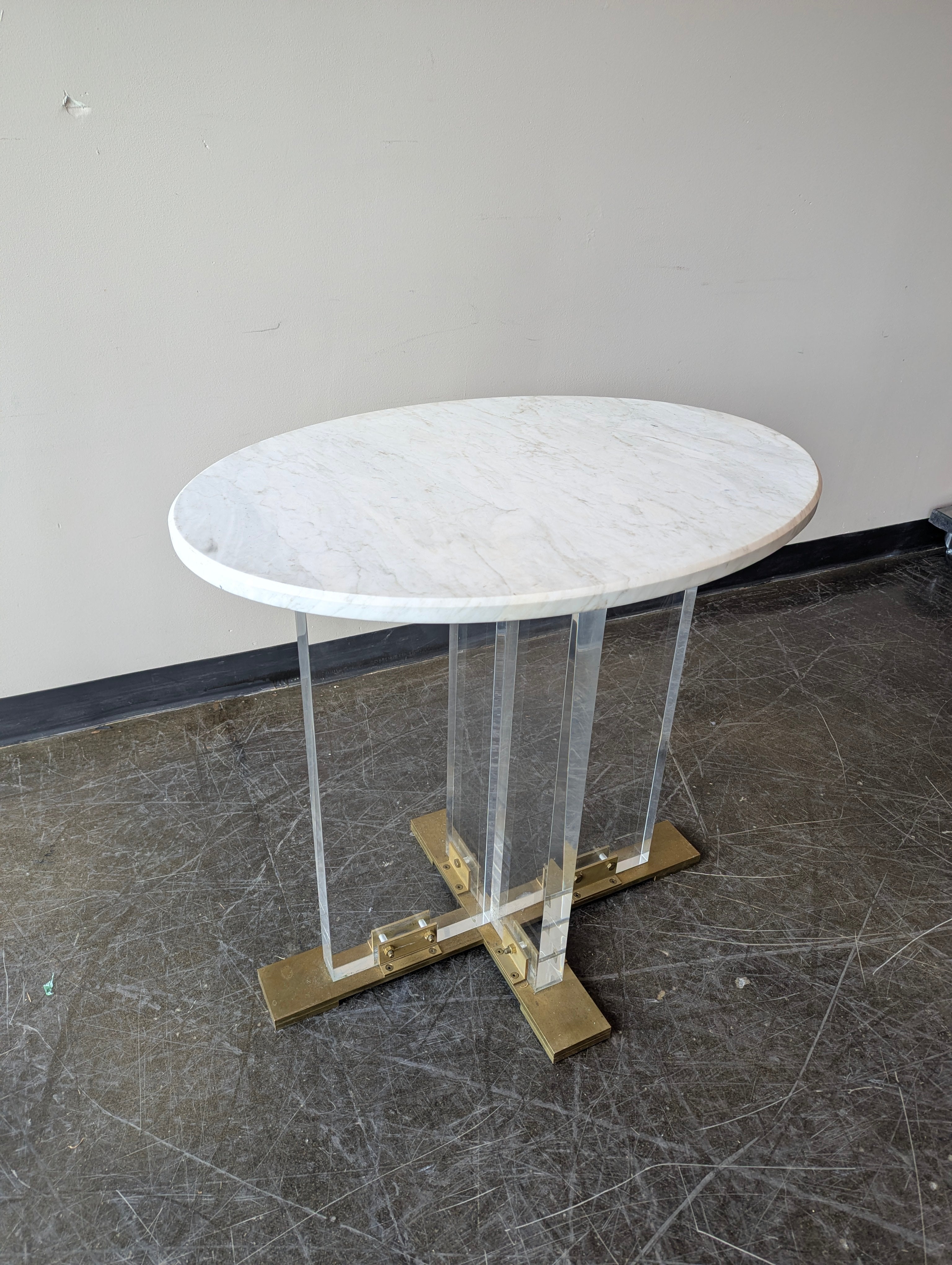 Modern Oval Marble Top Accent Table