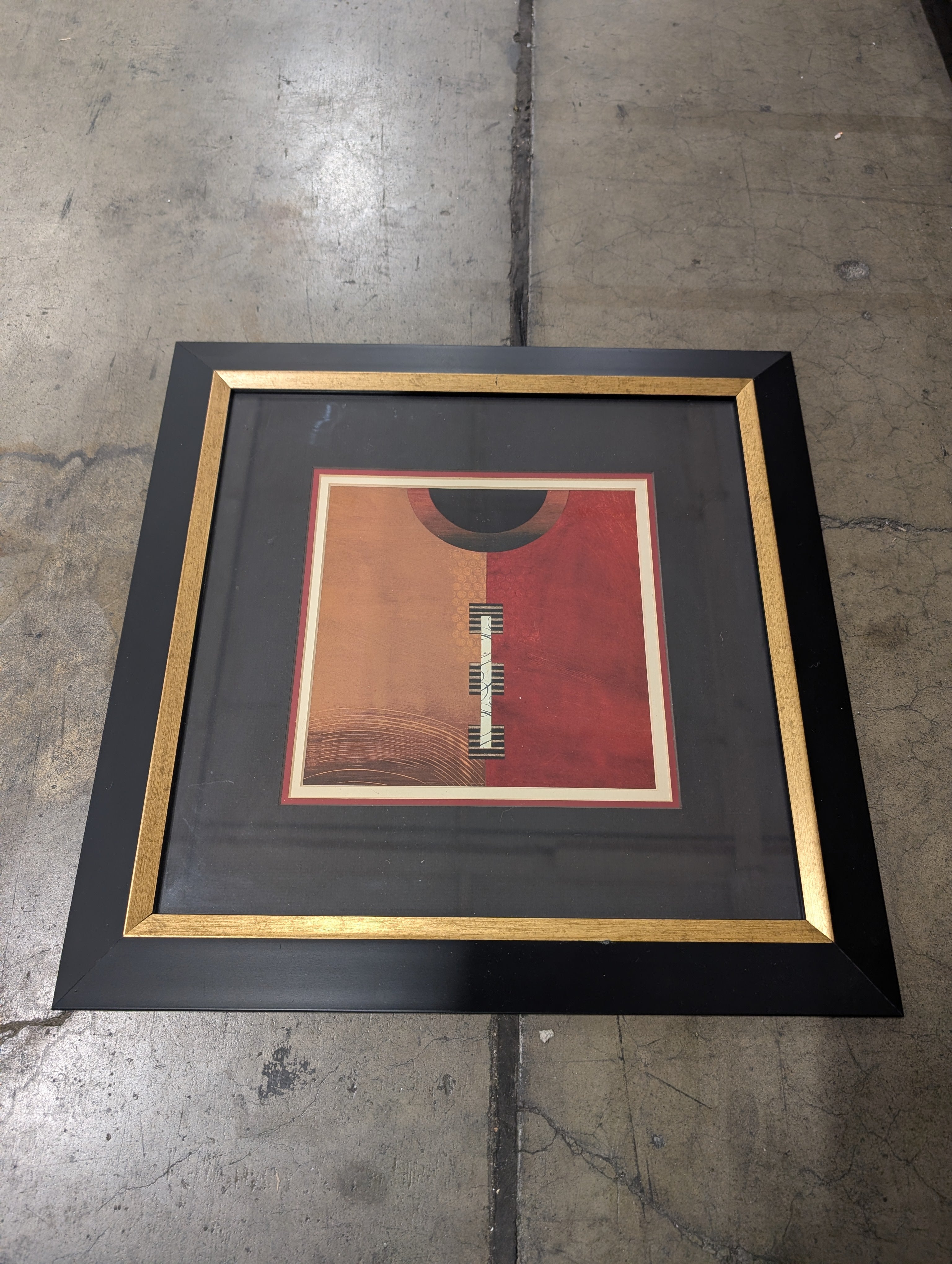 Abstract Warm Tones Black and Gold Framed Art