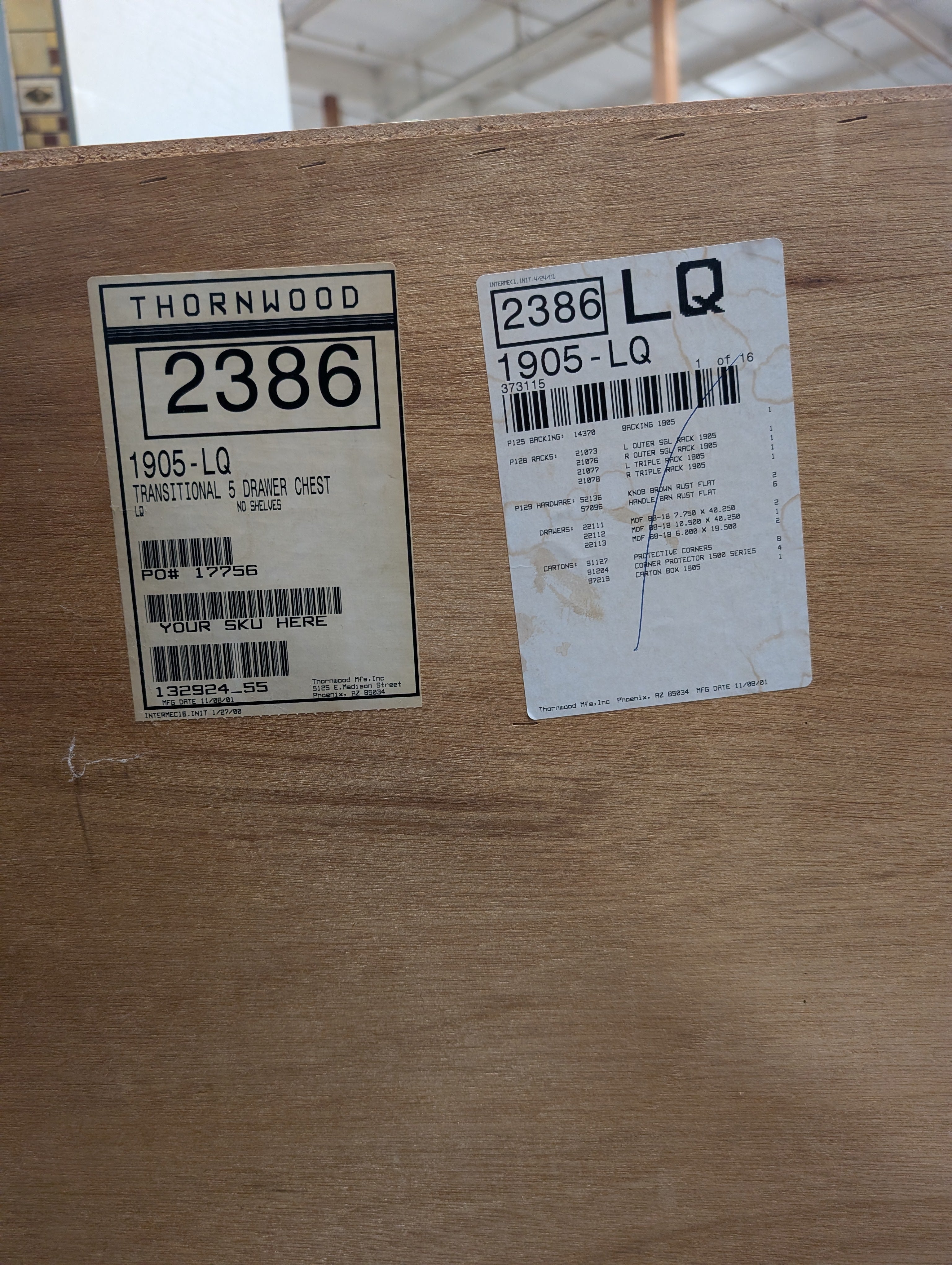 Oak Thornwood Five Drawer Dresser