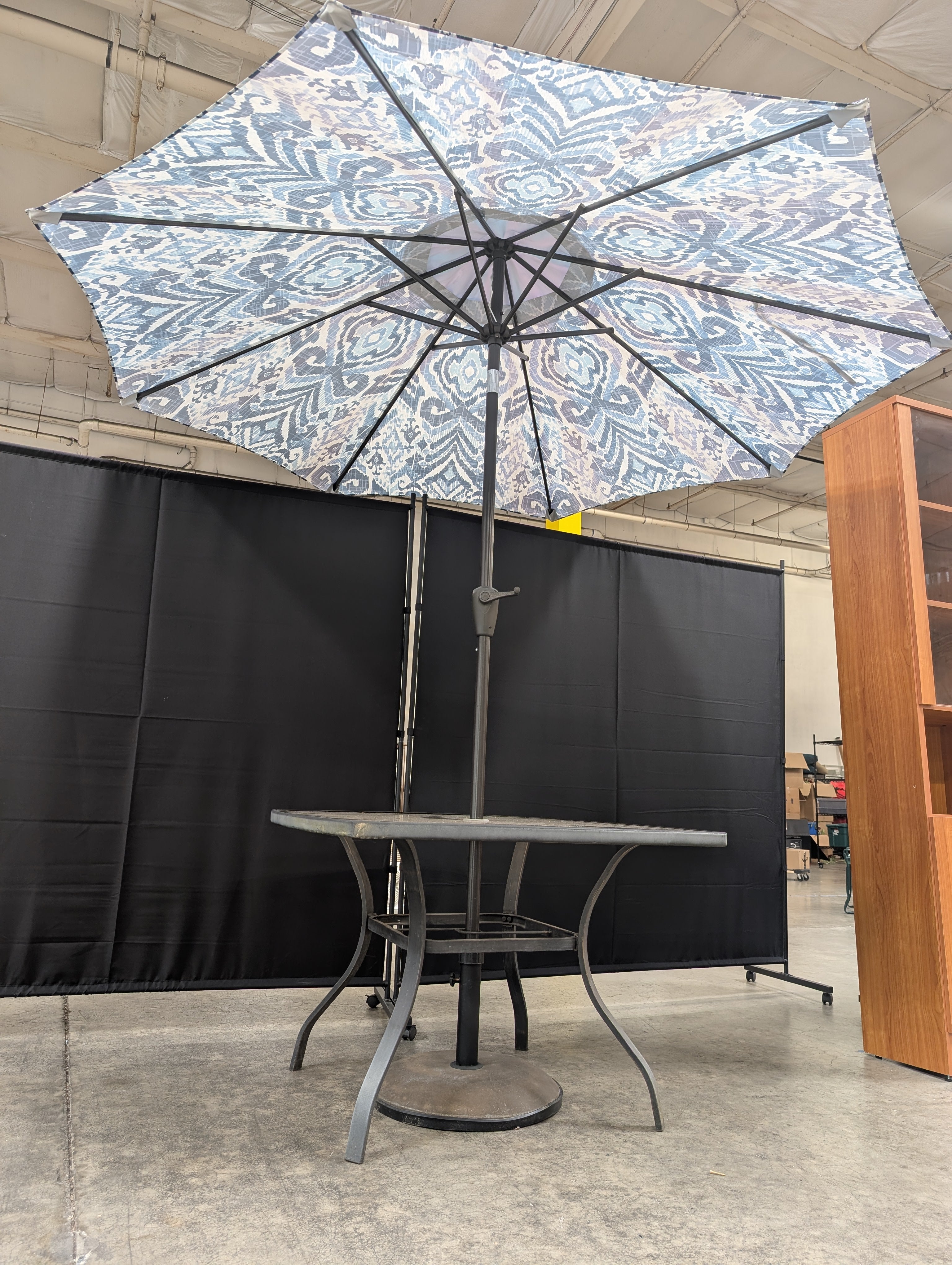Six-Piece Metal Patio Dining Set with Red Cushions