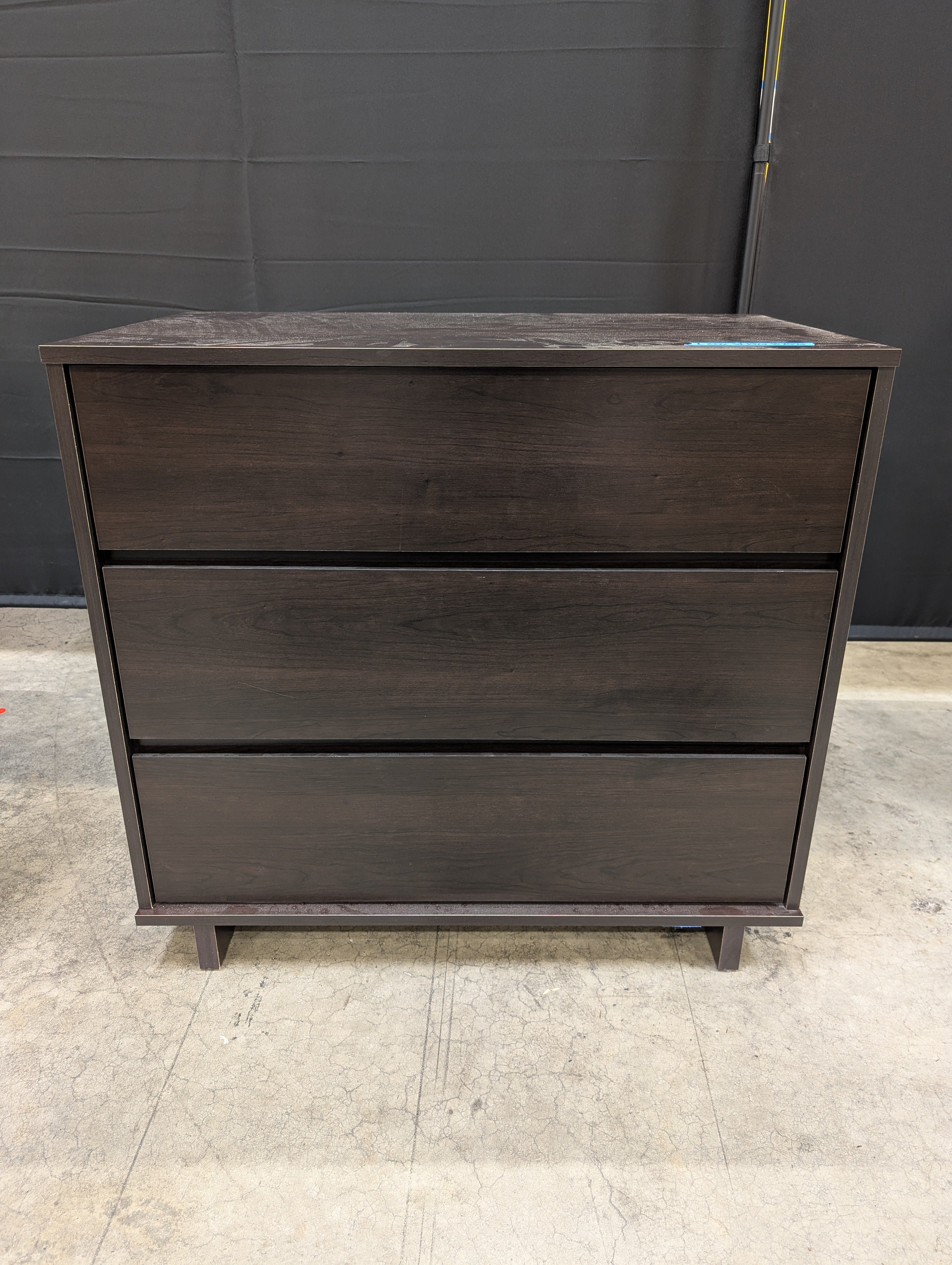 Dark Brown Three-Drawer Wood Dresser