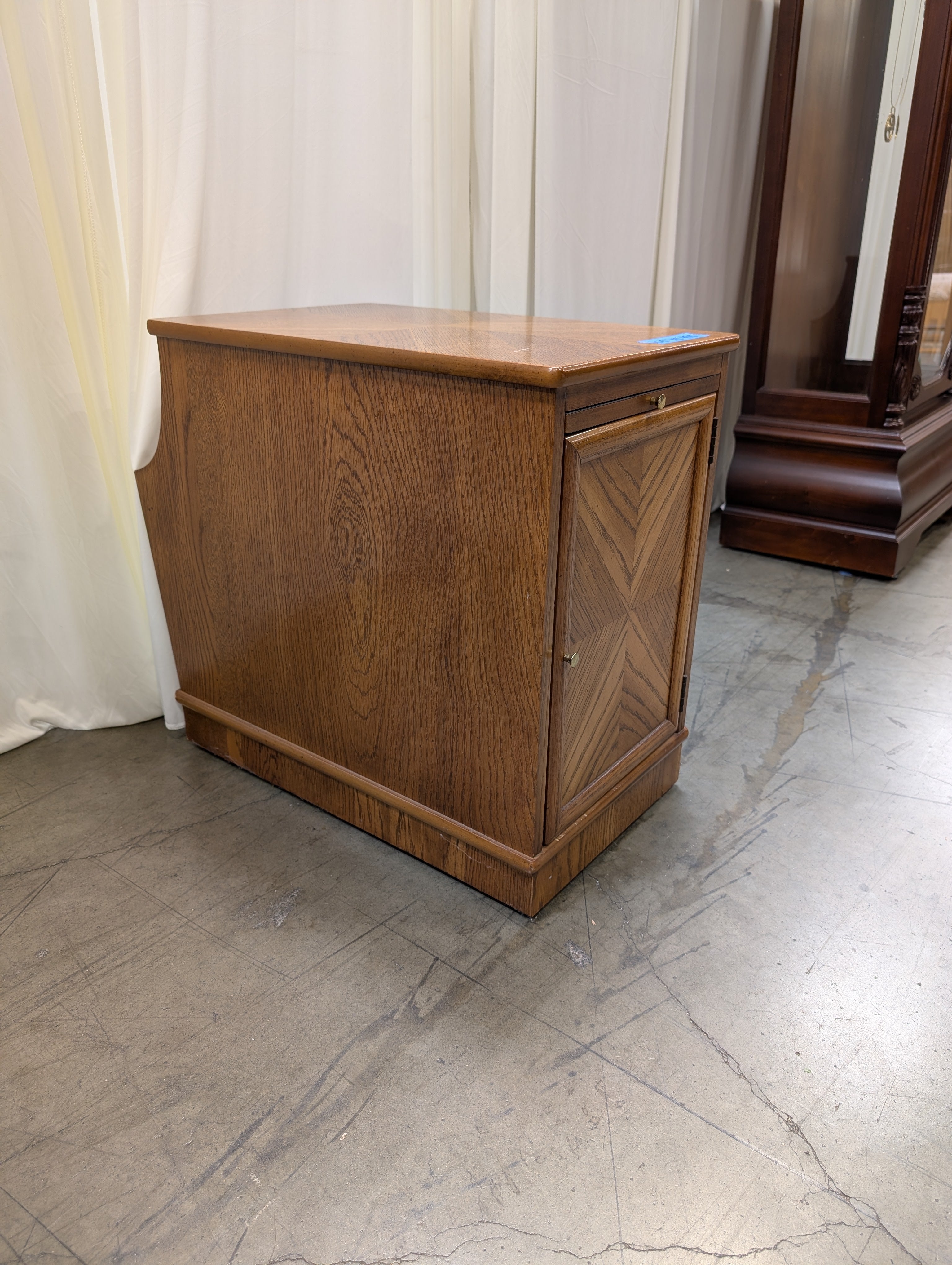Brown Hardwood End Table with Magazine Rack