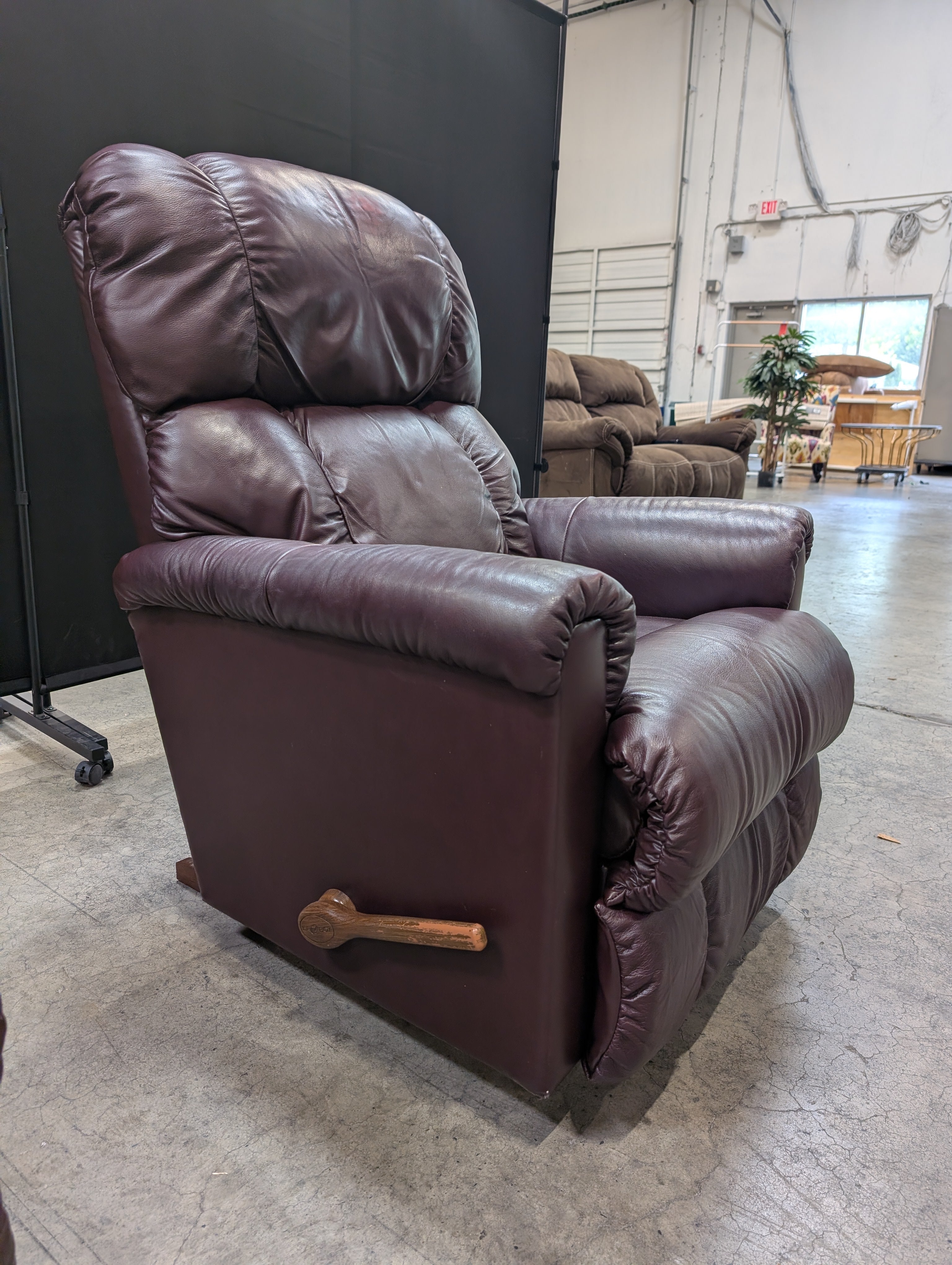 Burgundy Leather LaZboy Reclining Armchair