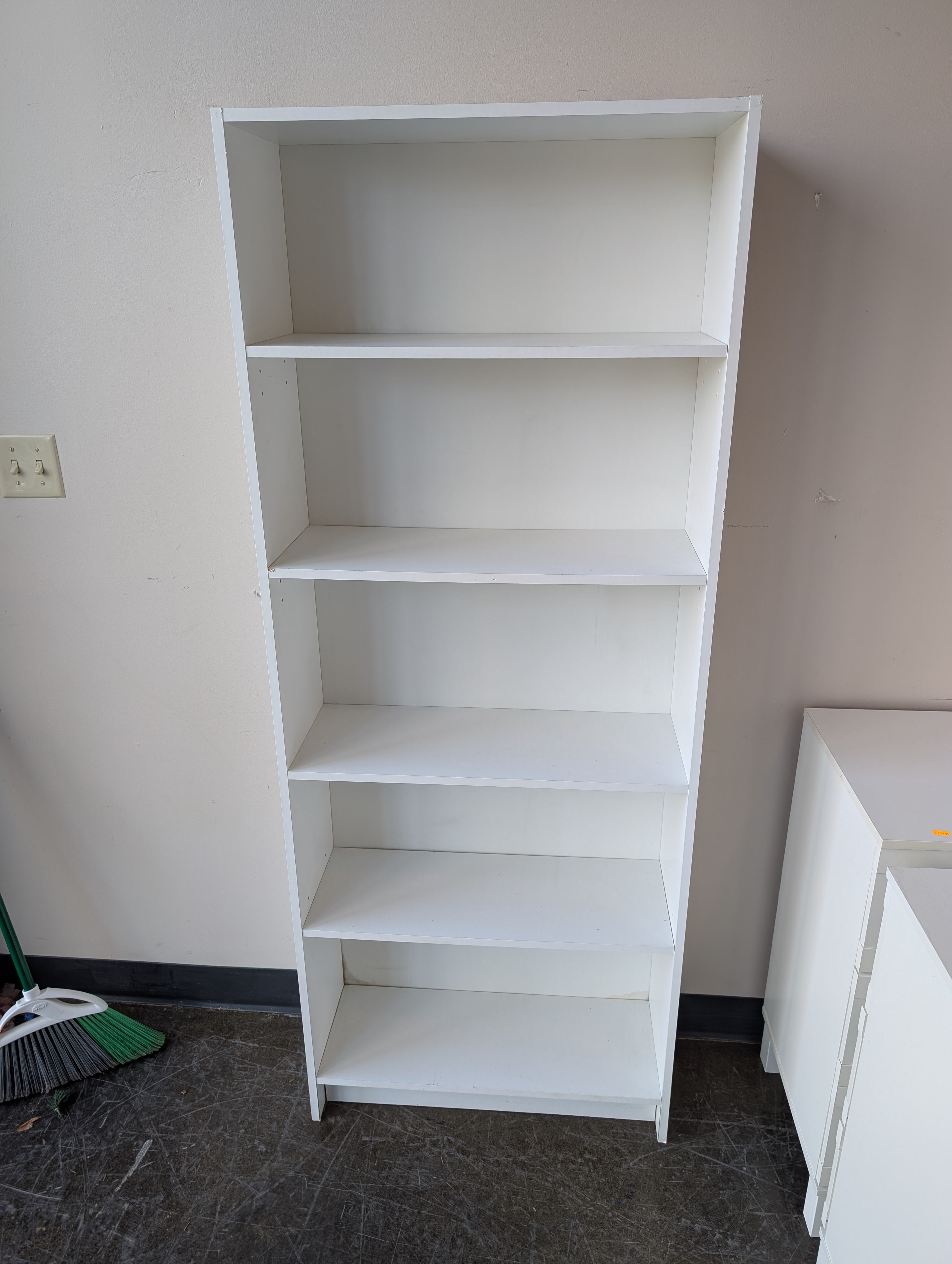 White Five-Shelf Storage Bookcase
