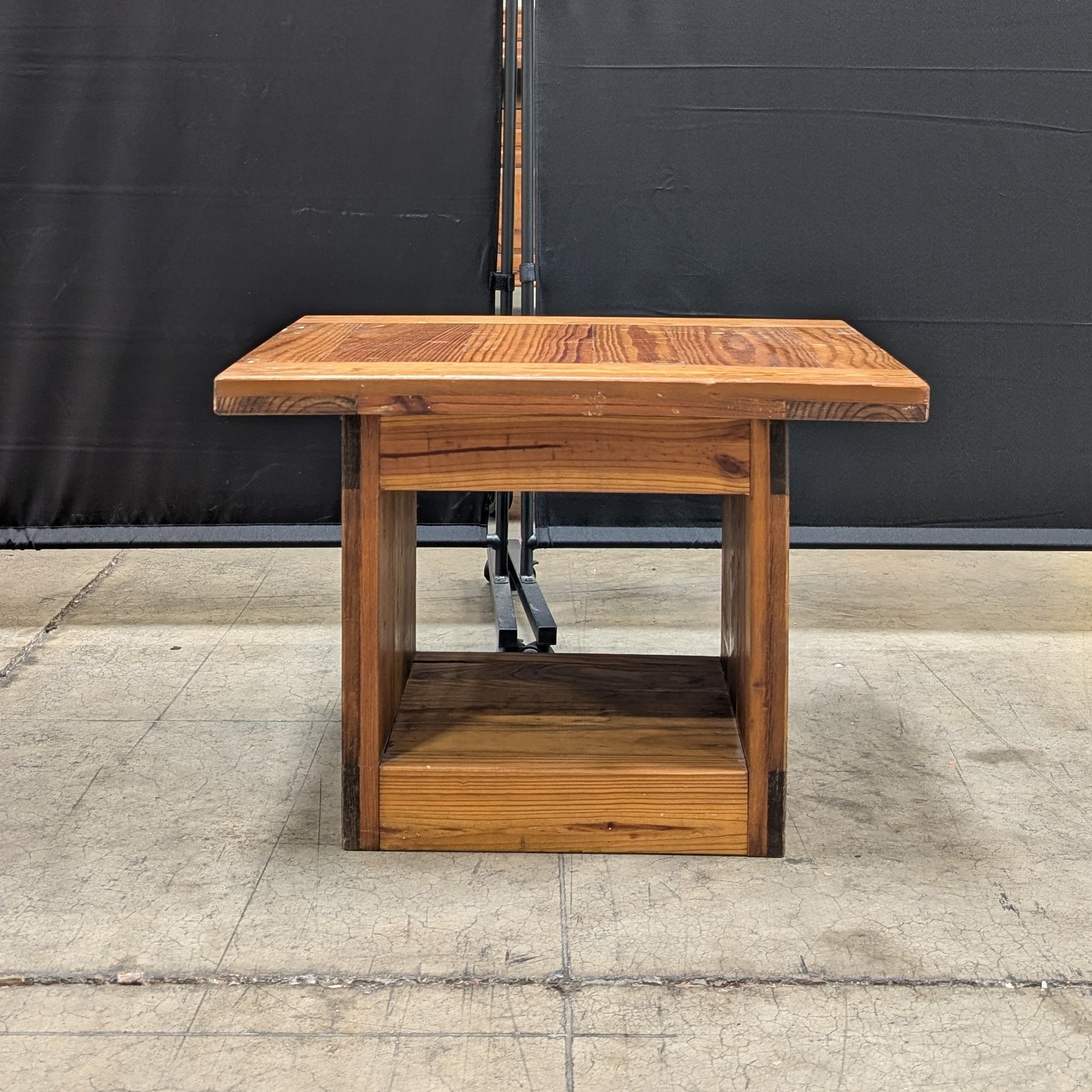 Rustic Wood Side Table with Lower Shelf