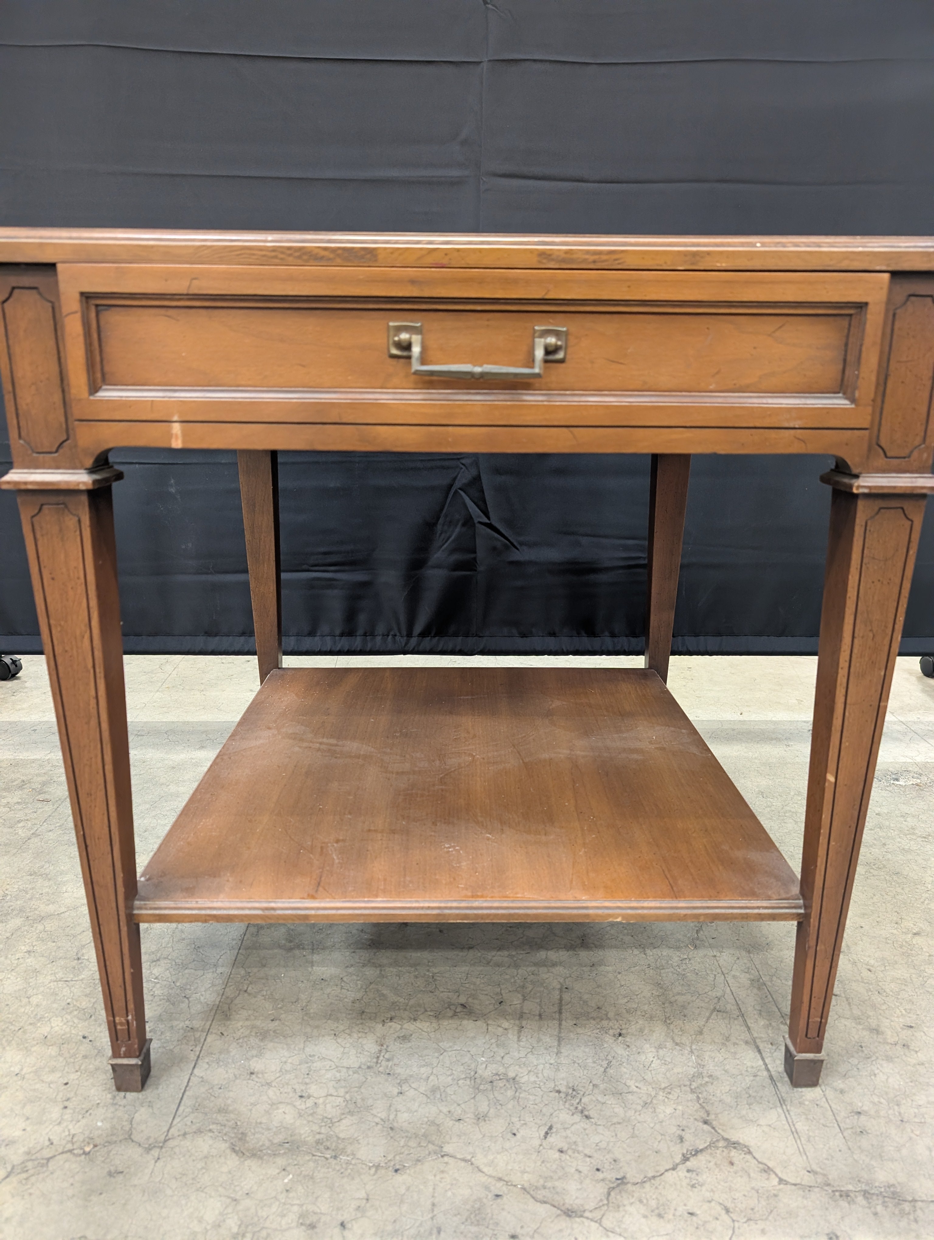 Heritage Stamped Hardwood Nightstand with Lower Shelf