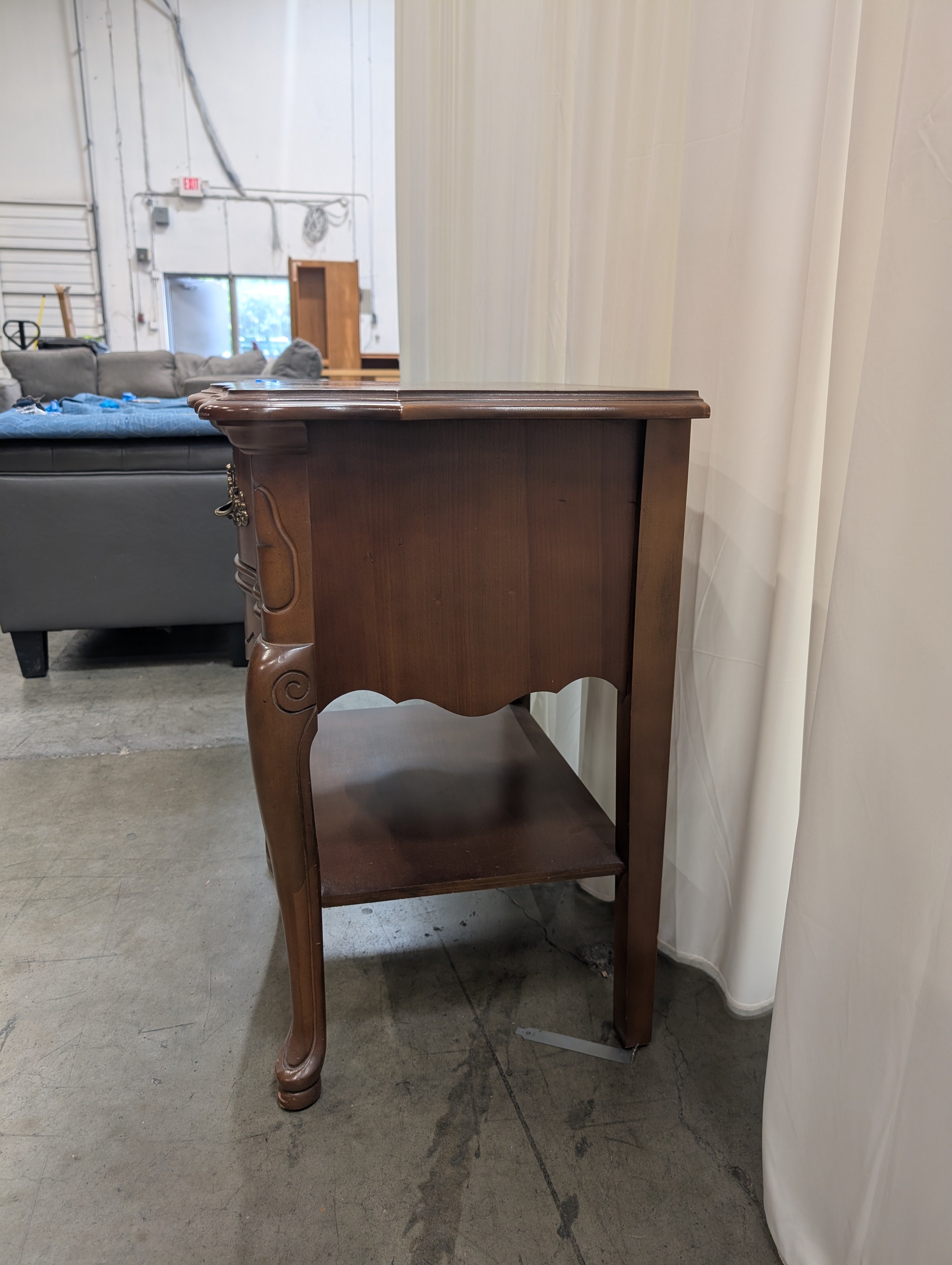French Provincial One-Drawer Nightstand in Wood