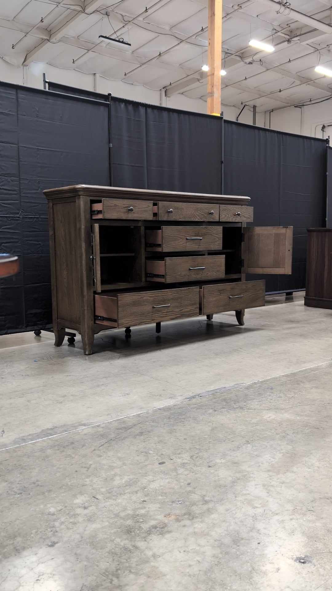 Spacious Dark Wood Magnussen Home Dresser with Varied Storage