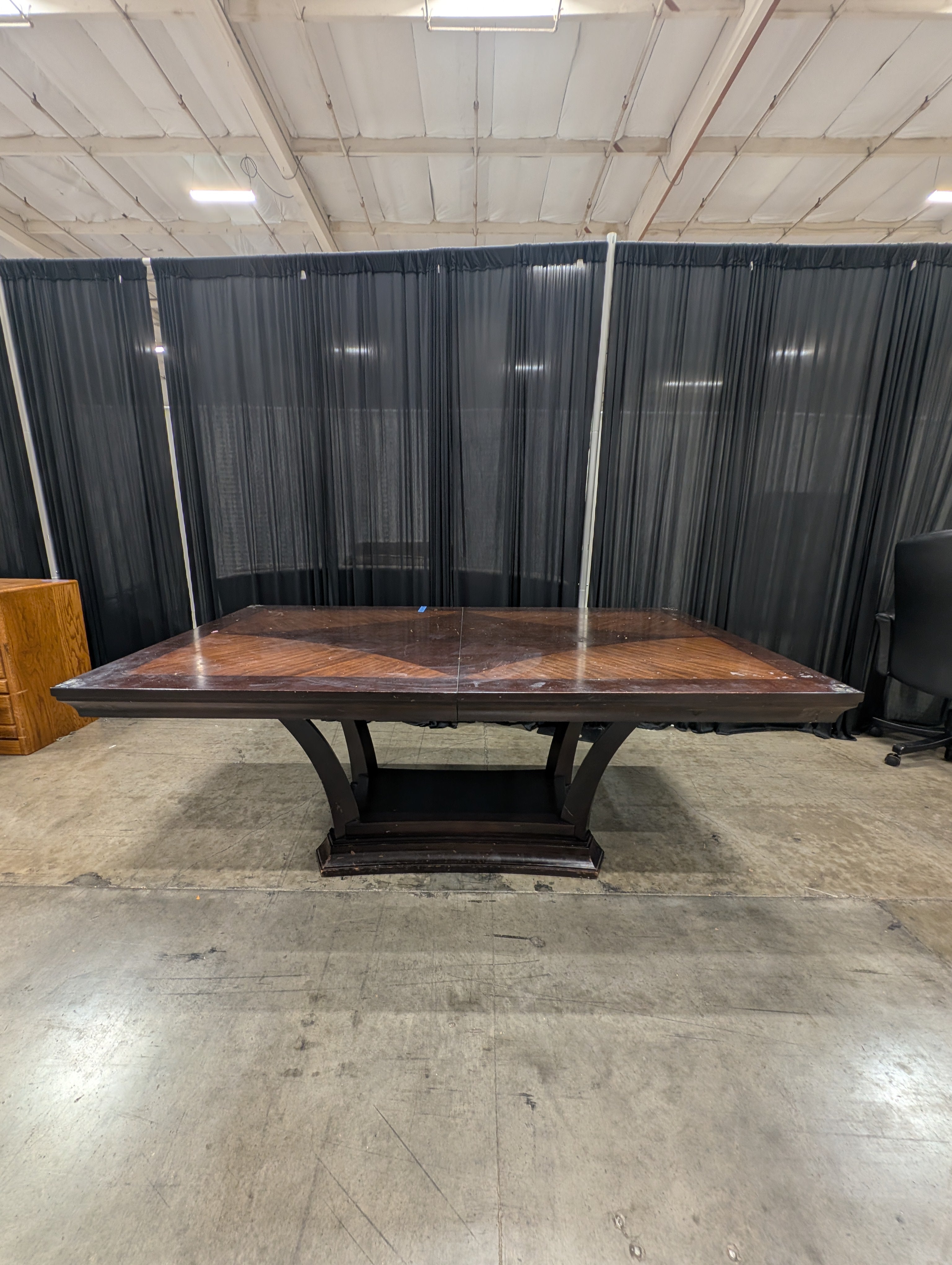 Espresso Finish Wood Dining Table with Unique Base