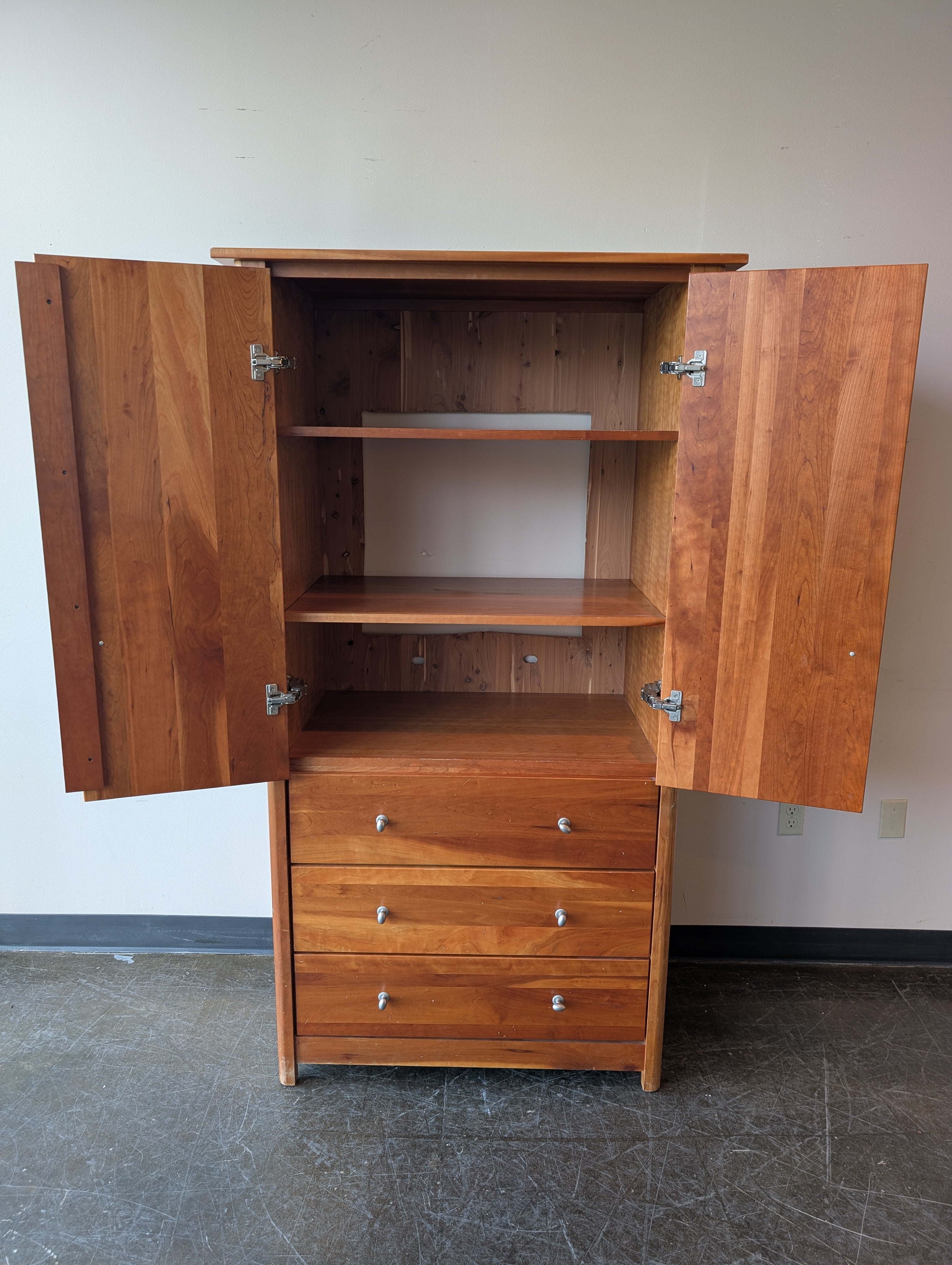 Wood Castle Company Mid-Century Modern Style Solid Wood Armoire Wardrobe with Storage Drawers