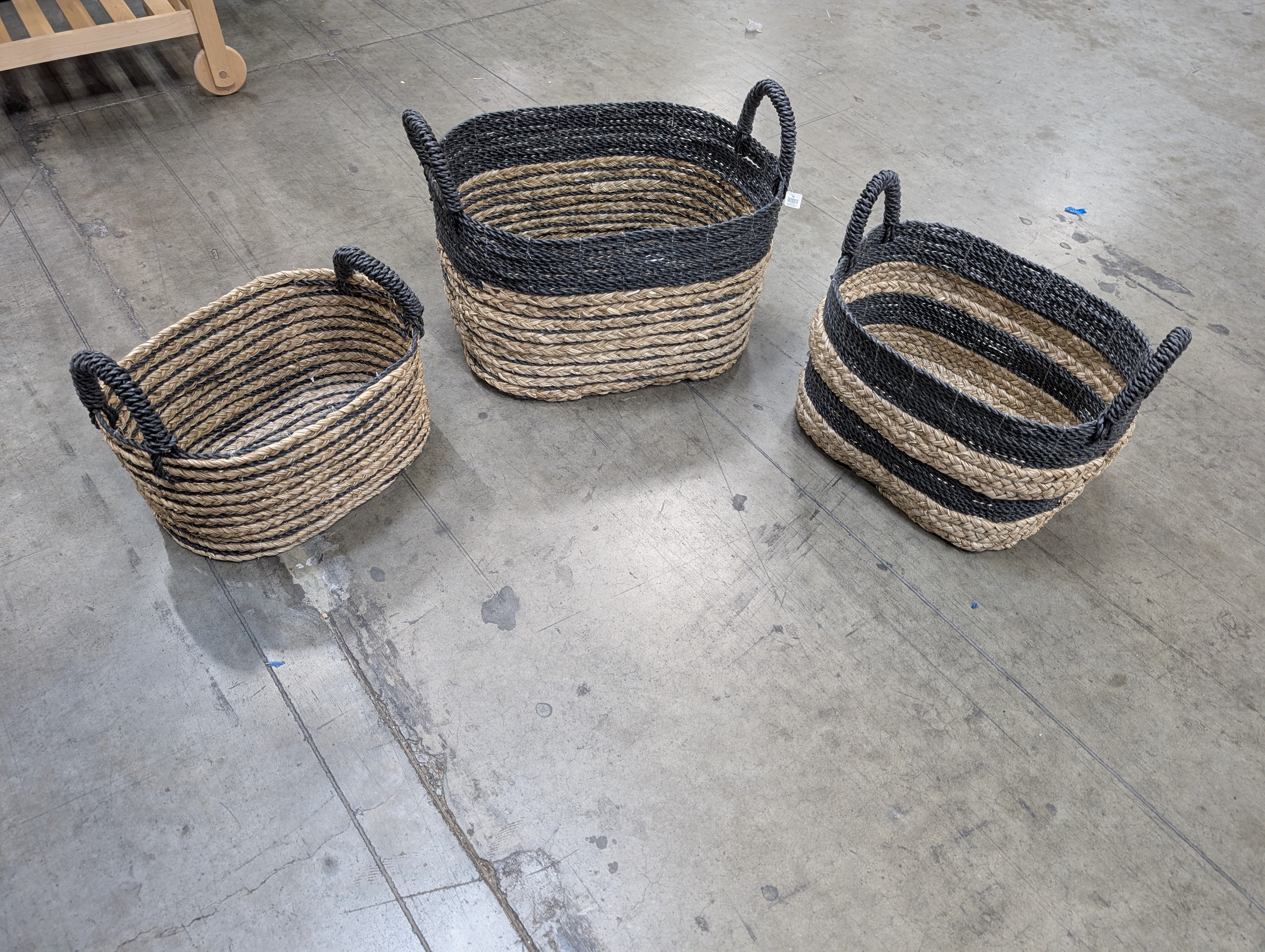 Two-Tone Woven Crate&Barrel Baskets Set of Three