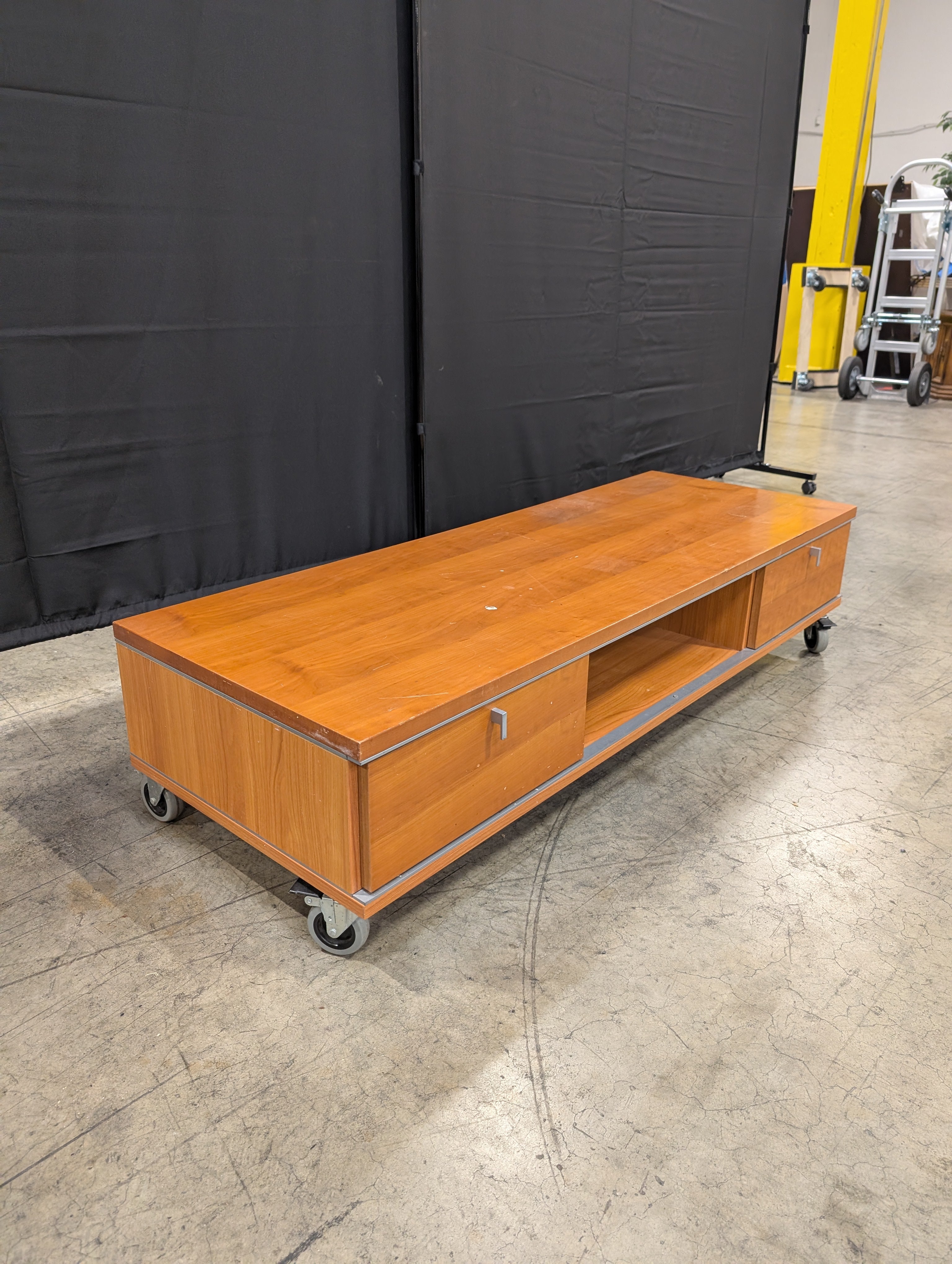 Versatile Wooden Media Console with Integrated Storage