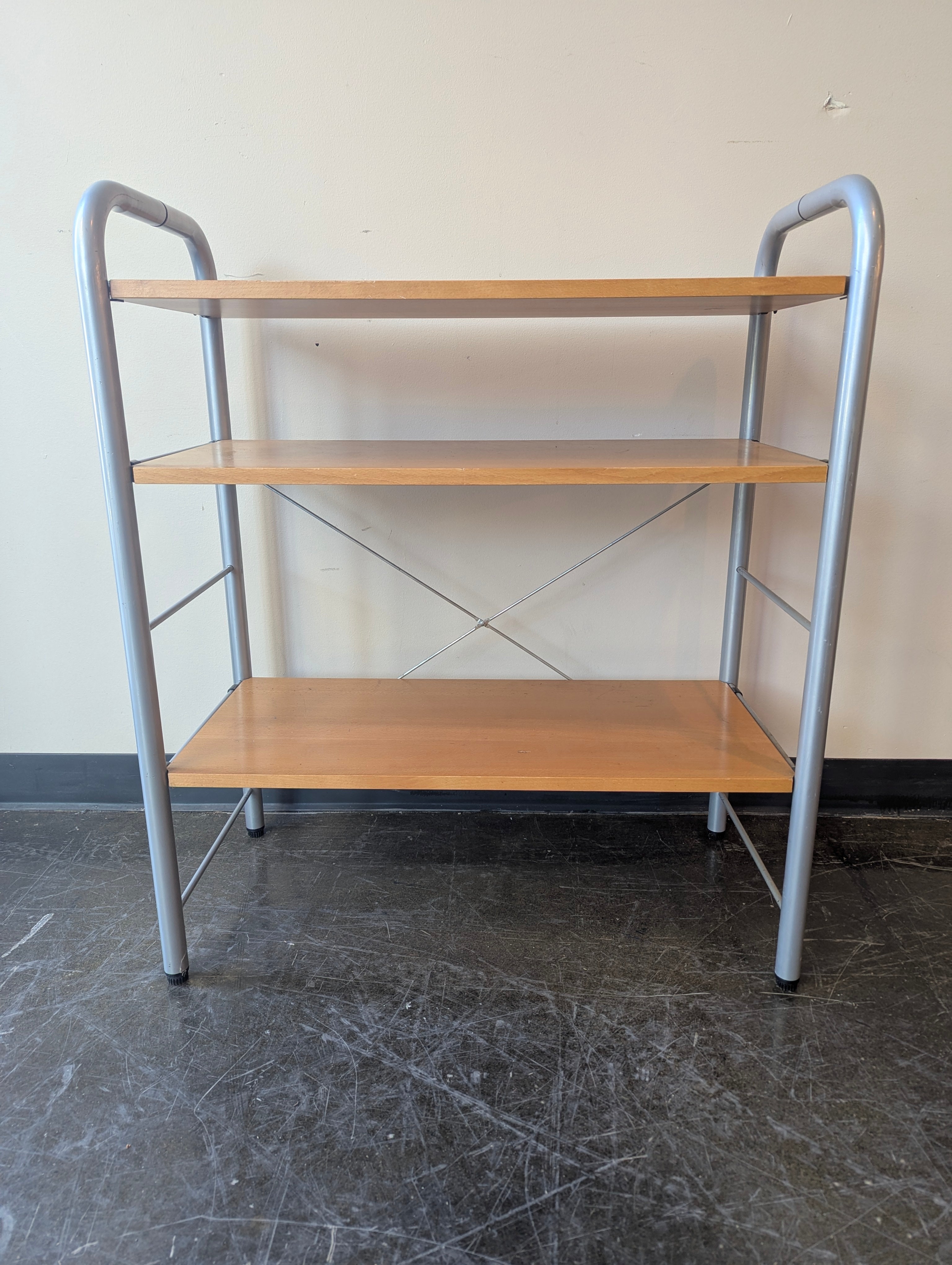 Three-Tier Wood and Metal Shelving Unit
